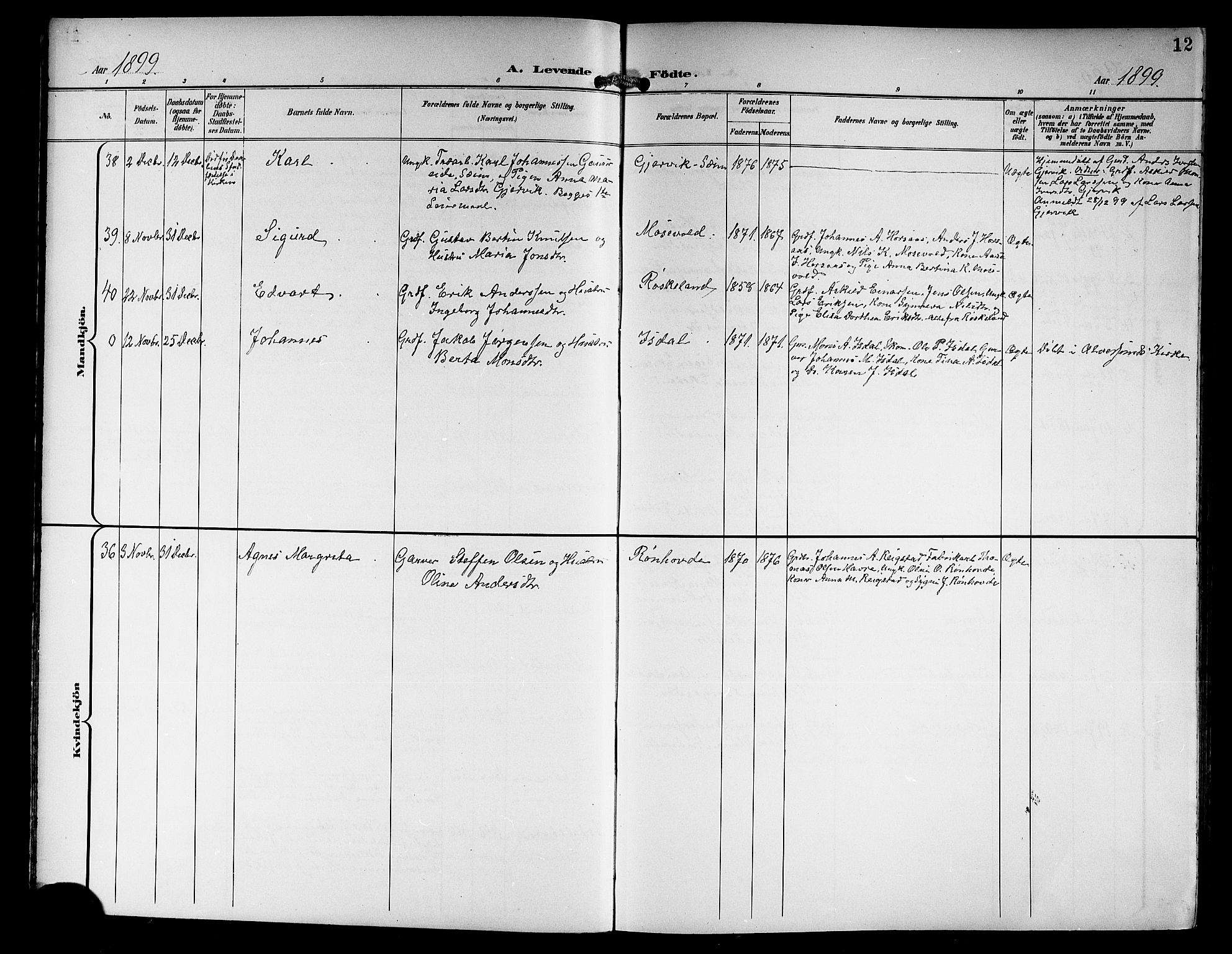 Hamre sokneprestembete, AV/SAB-A-75501/H/Ha/Hab: Parish register (copy) no. B 4, 1898-1919, p. 12