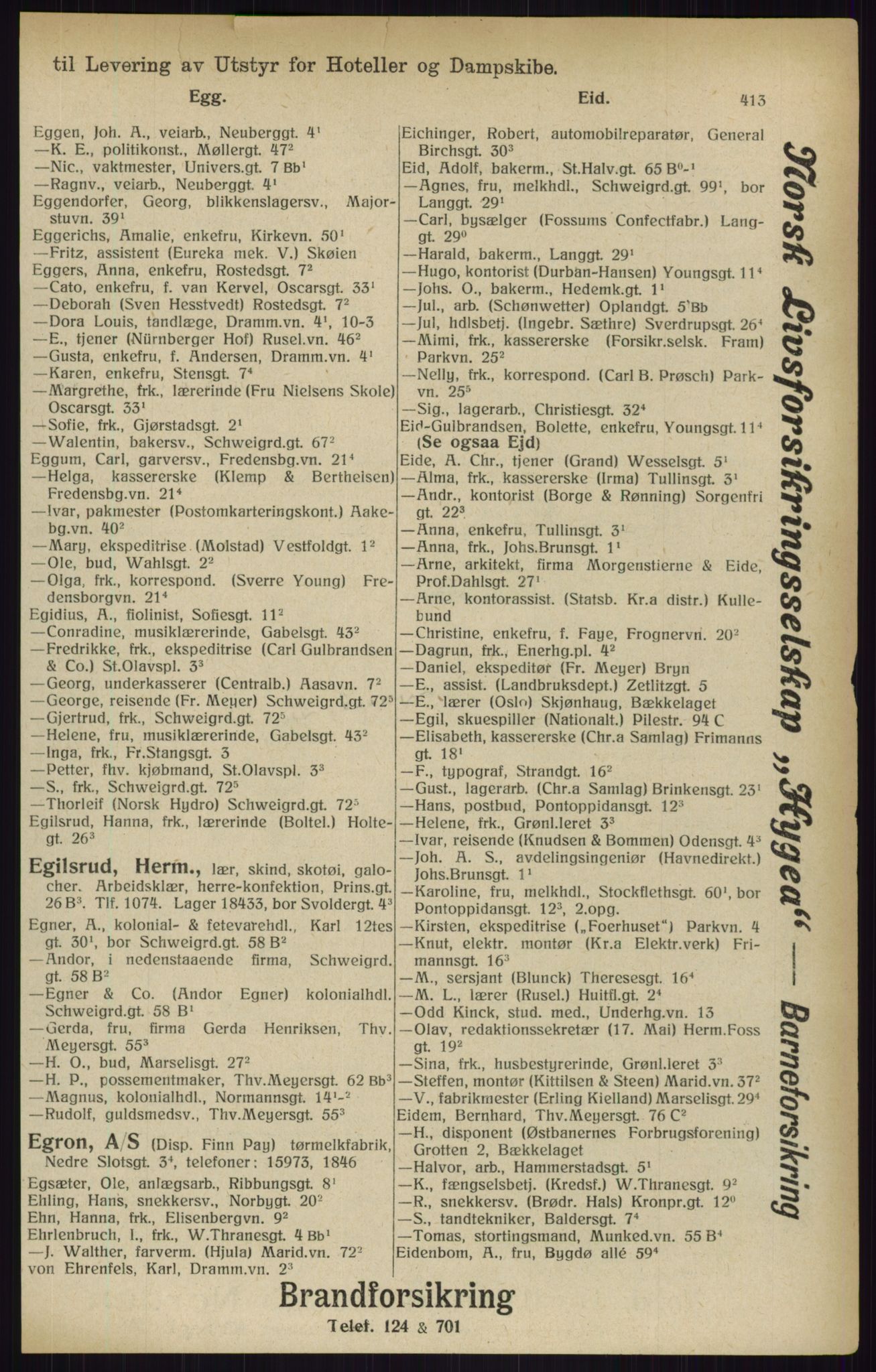 Kristiania/Oslo adressebok, PUBL/-, 1916, p. 413