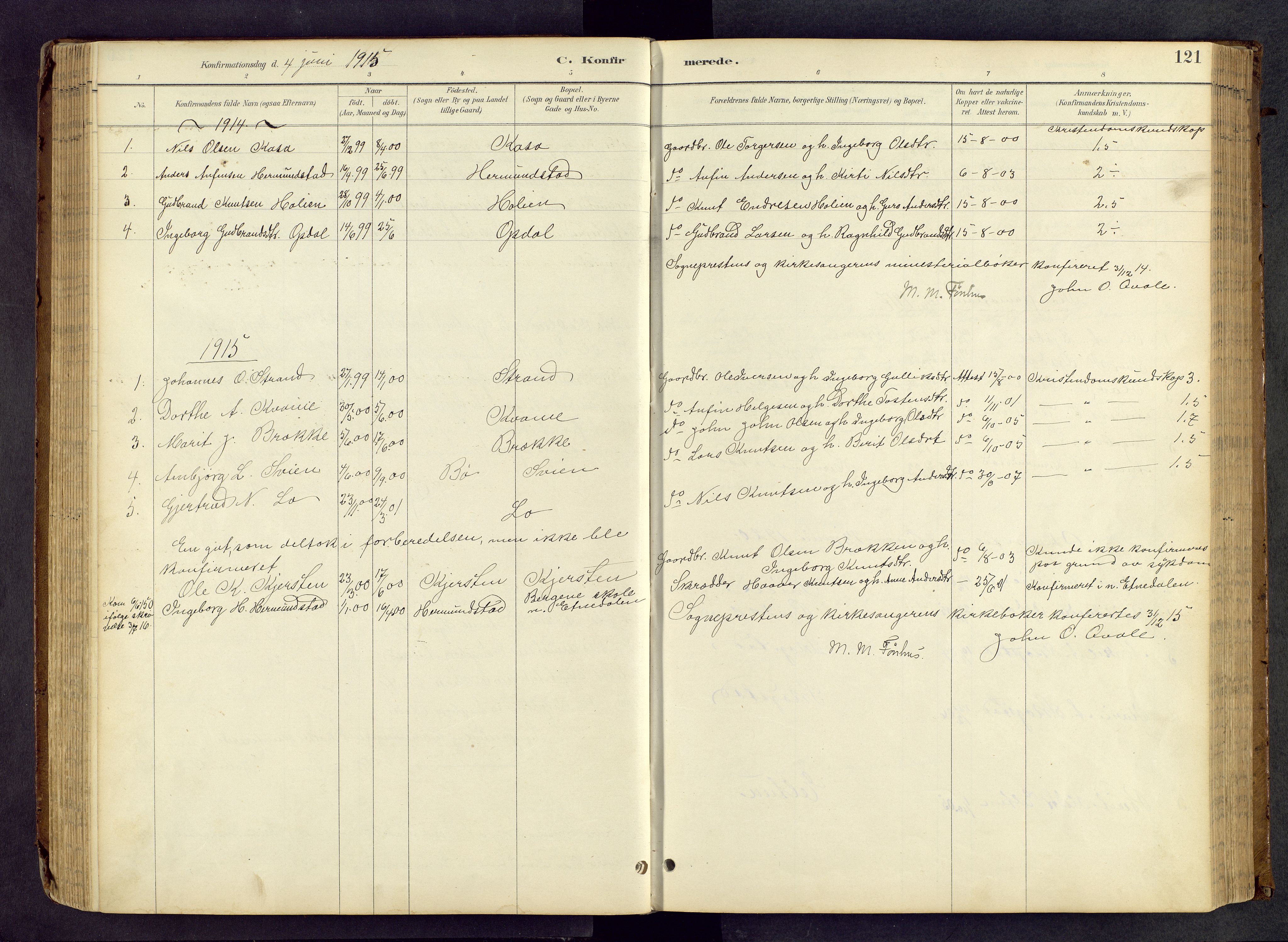 Vang prestekontor, Valdres, SAH/PREST-140/H/Hb/L0005: Parish register (copy) no. 5, 1889-1945, p. 121