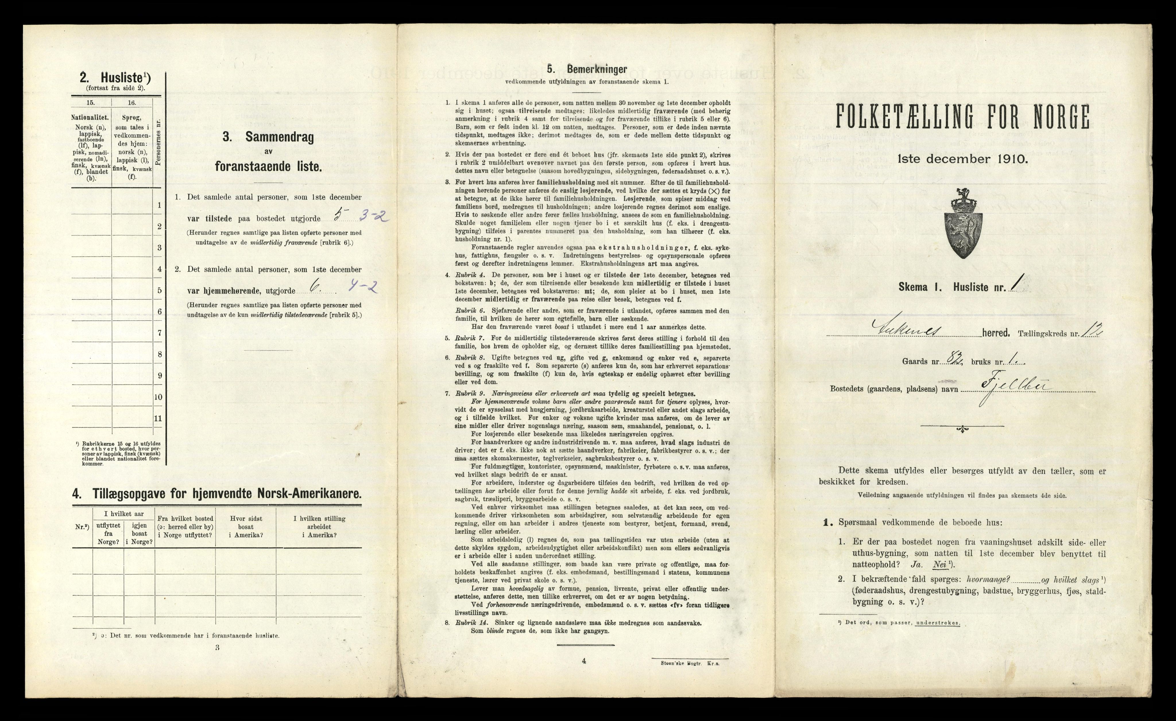 RA, 1910 census for Ankenes, 1910, p. 829