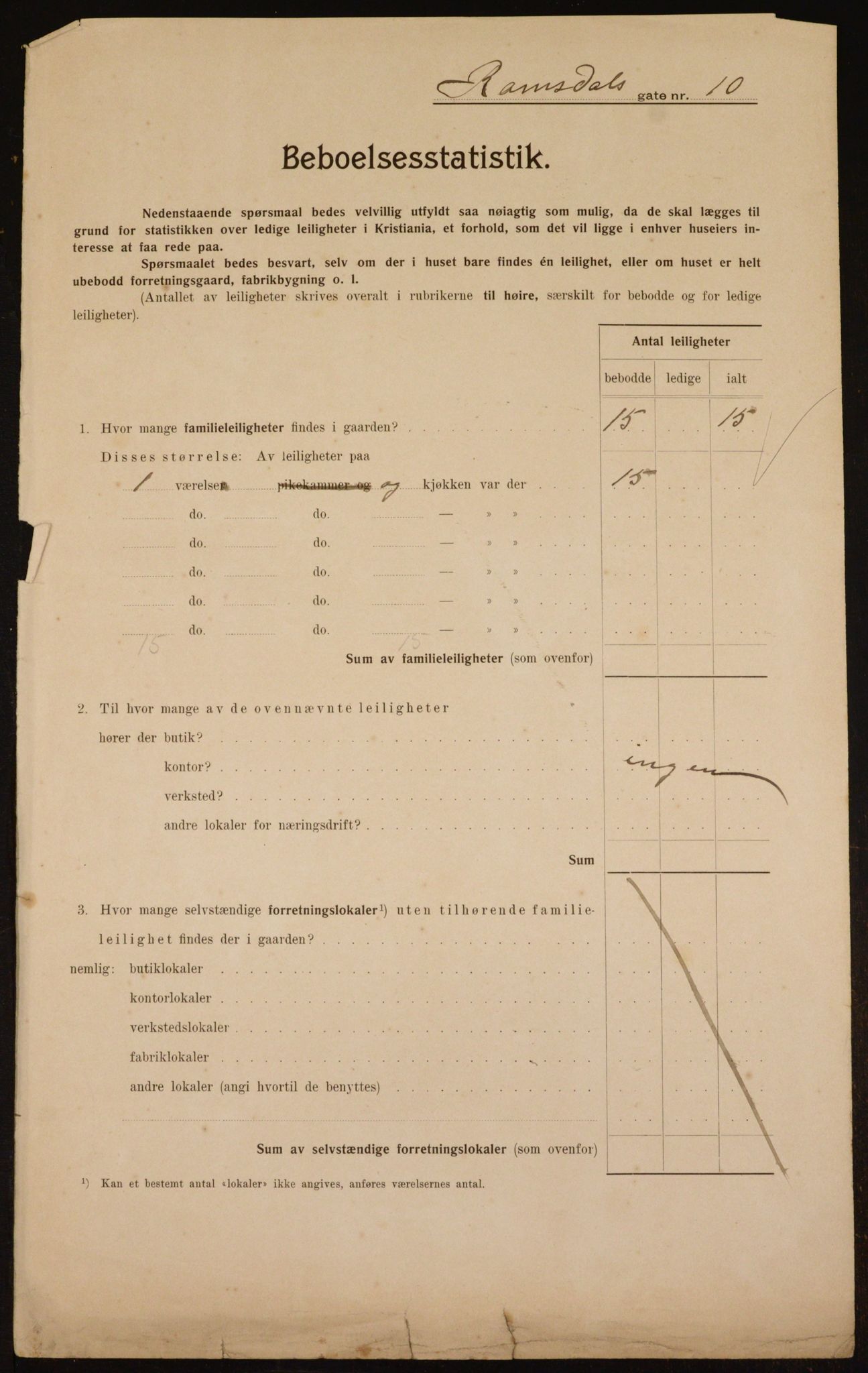 OBA, Municipal Census 1910 for Kristiania, 1910, p. 79694