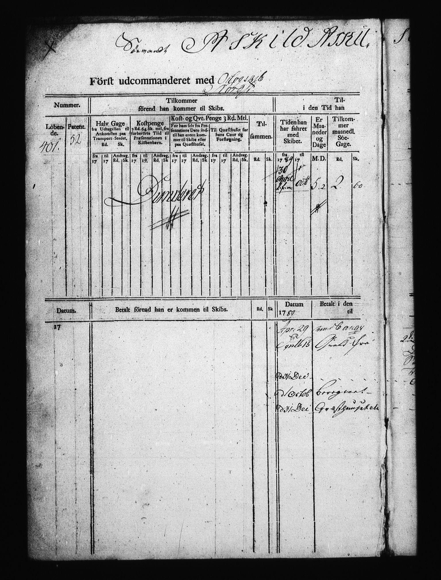 Sjøetaten, AV/RA-EA-3110/F/L0260: Kristiansand stift, bind 3, 1789