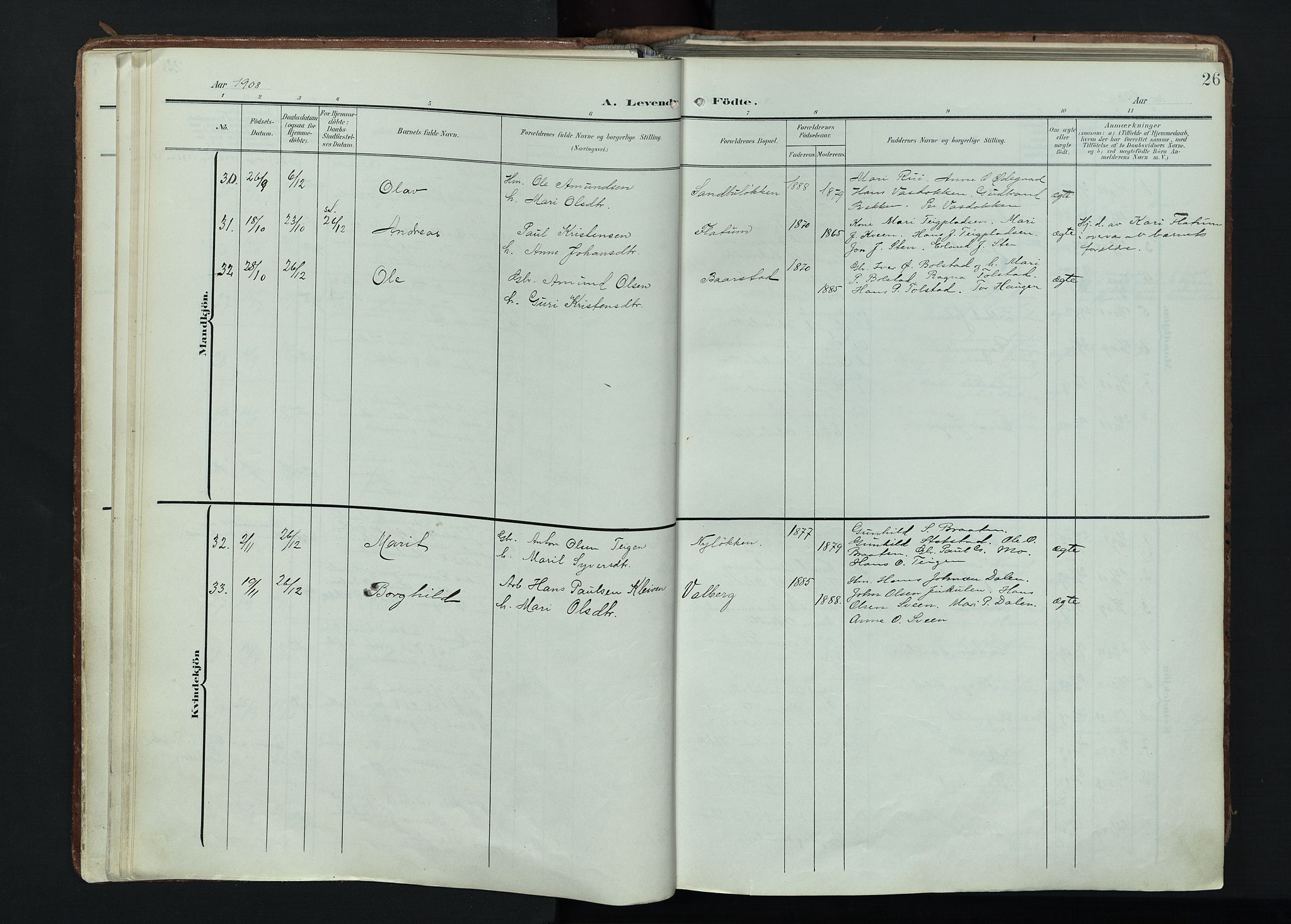 Vågå prestekontor, AV/SAH-PREST-076/H/Ha/Haa/L0011: Parish register (official) no. 11, 1905-1924, p. 26