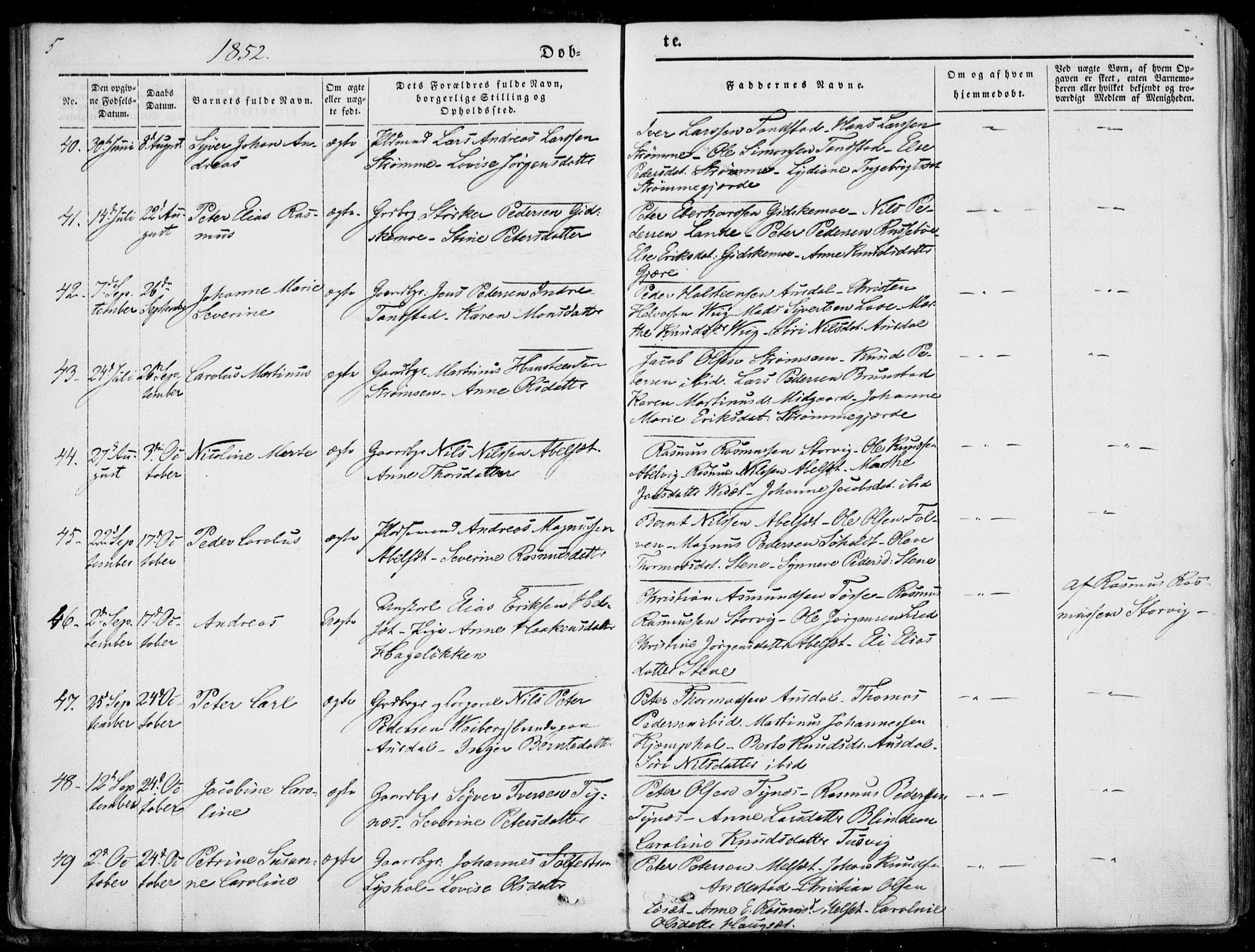 Ministerialprotokoller, klokkerbøker og fødselsregistre - Møre og Romsdal, AV/SAT-A-1454/522/L0313: Parish register (official) no. 522A08, 1852-1862, p. 5