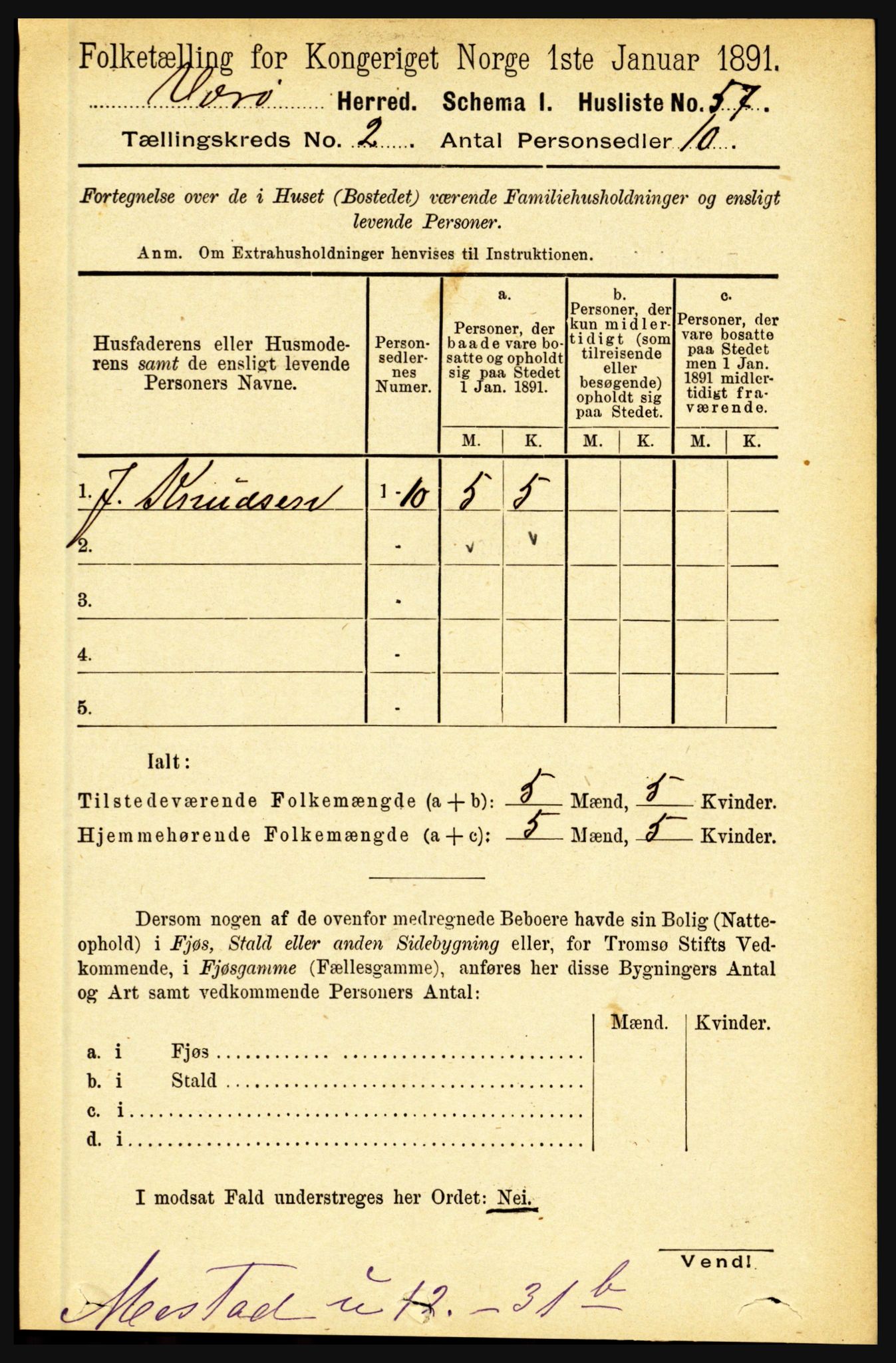 RA, 1891 census for 1857 Værøy, 1891, p. 316