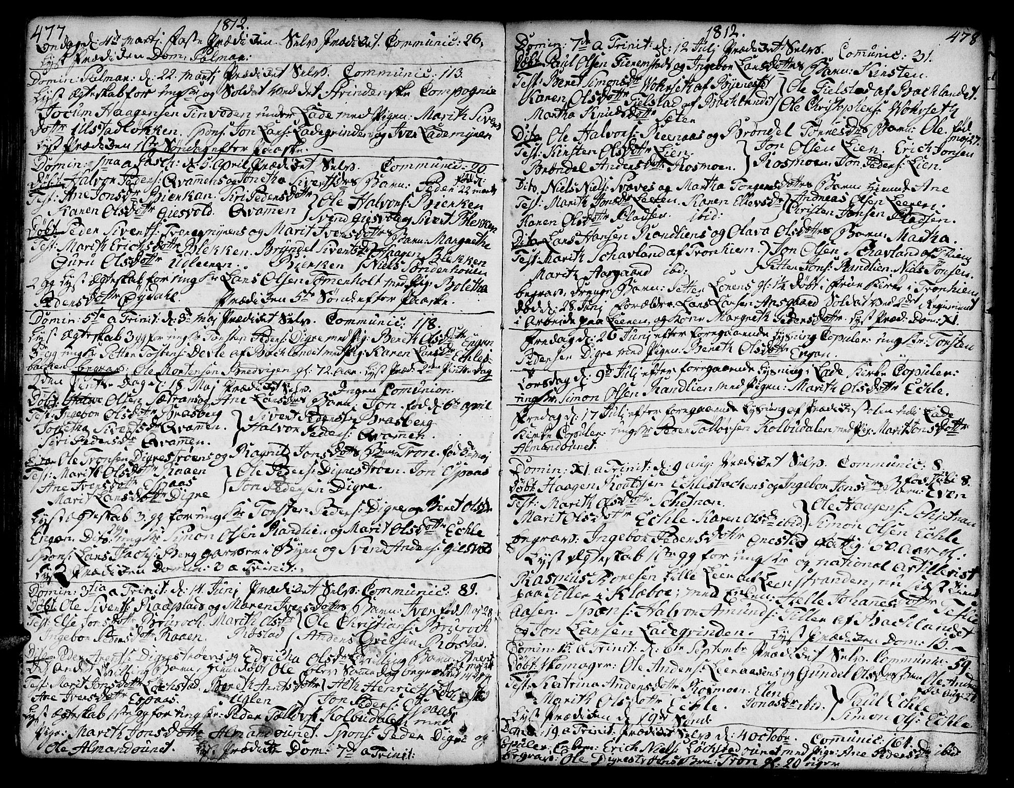 Ministerialprotokoller, klokkerbøker og fødselsregistre - Sør-Trøndelag, SAT/A-1456/606/L0282: Parish register (official) no. 606A02 /3, 1781-1817, p. 477-478