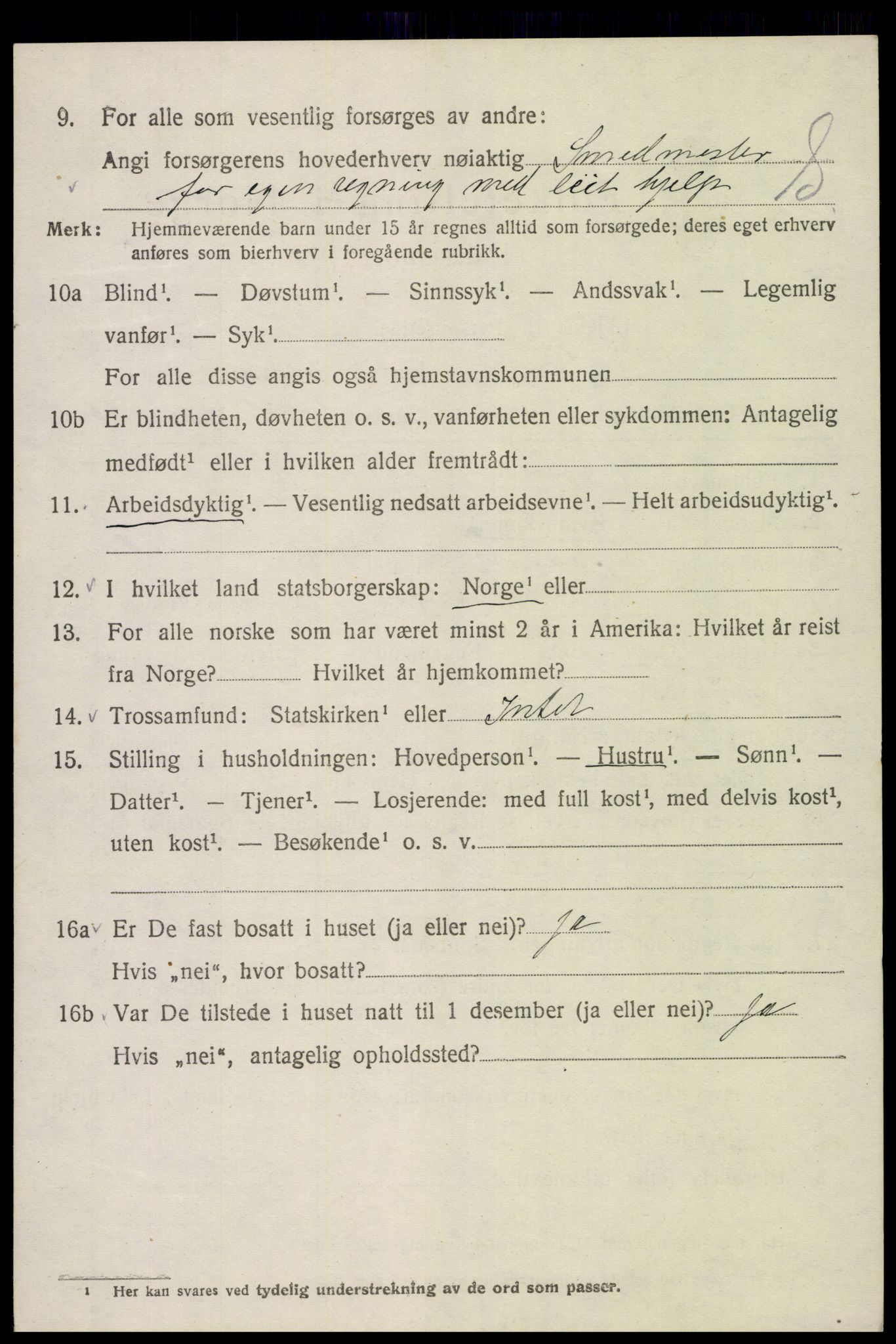 SAK, 1920 census for Vestre Moland, 1920, p. 2262