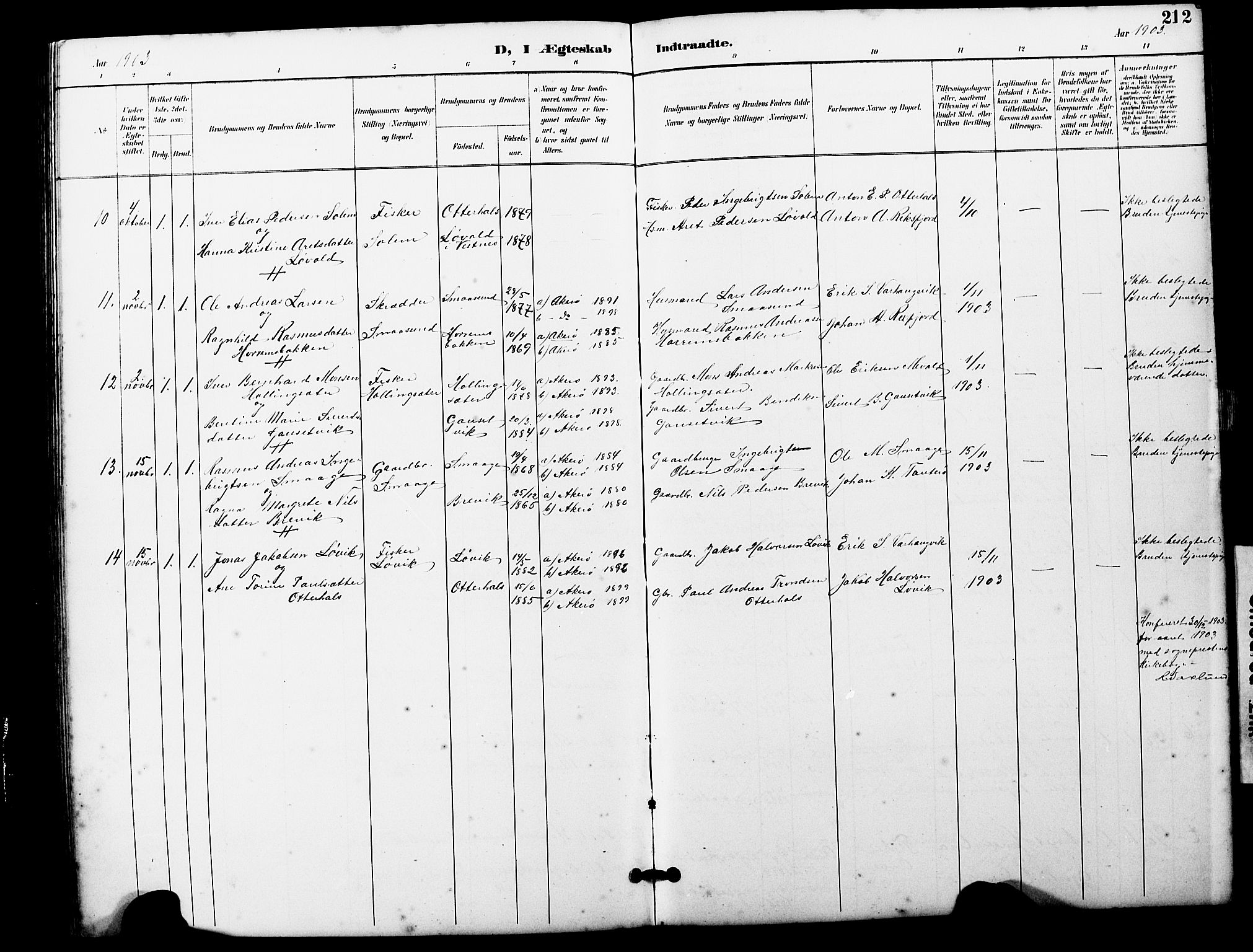 Ministerialprotokoller, klokkerbøker og fødselsregistre - Møre og Romsdal, AV/SAT-A-1454/560/L0725: Parish register (copy) no. 560C02, 1895-1930, p. 212