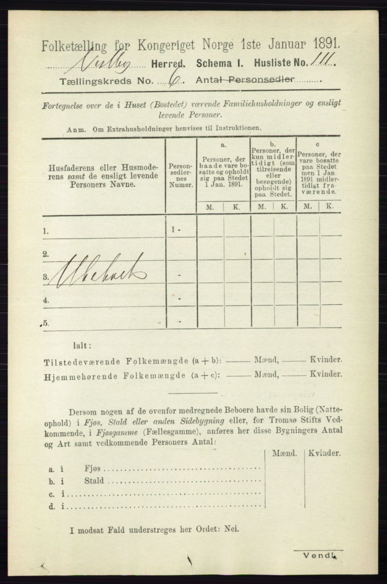 RA, 1891 census for 0211 Vestby, 1891, p. 2914