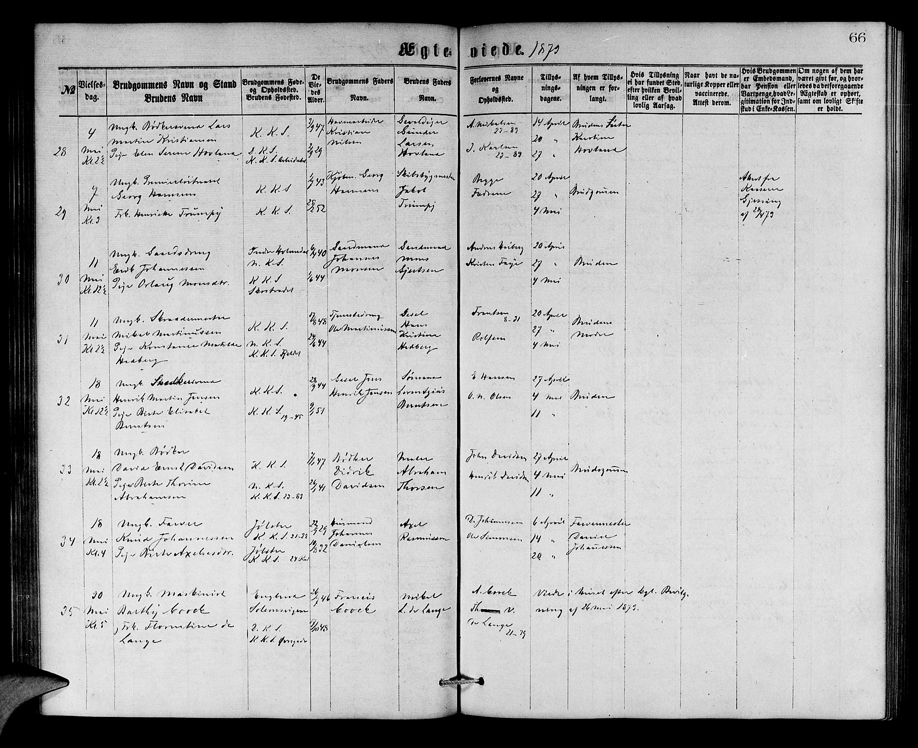 Korskirken sokneprestembete, AV/SAB-A-76101/H/Hab: Parish register (copy) no. D 2, 1867-1886, p. 66