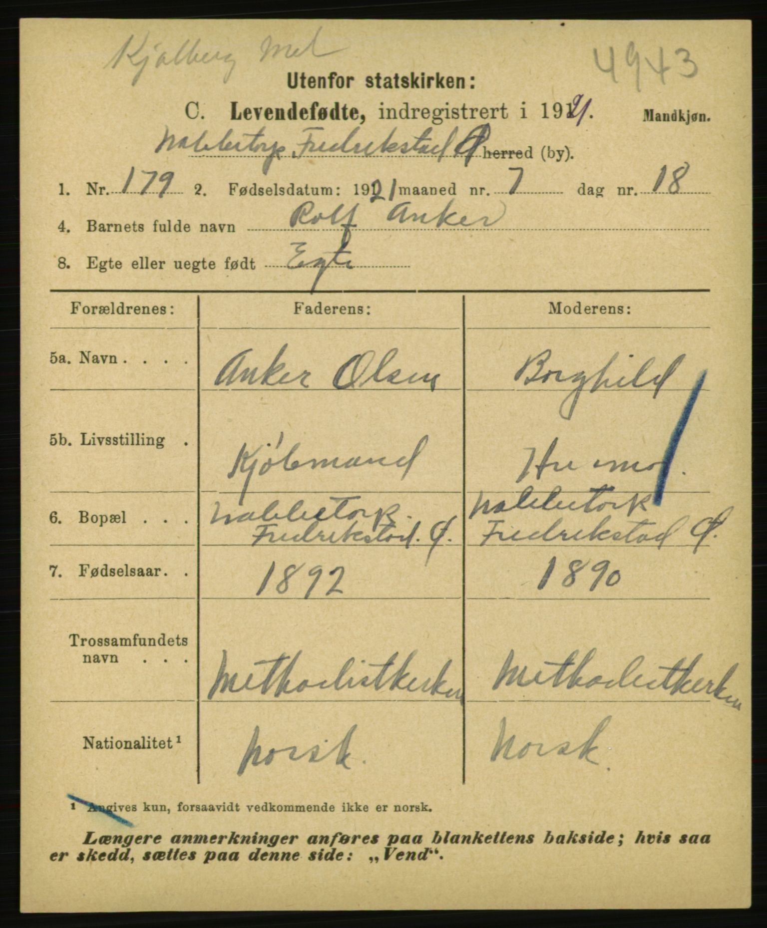 Statistisk sentralbyrå, Sosiodemografiske emner, Befolkning, AV/RA-S-2228/E/L0019: Fødte, gifte, døde dissentere., 1921, p. 15