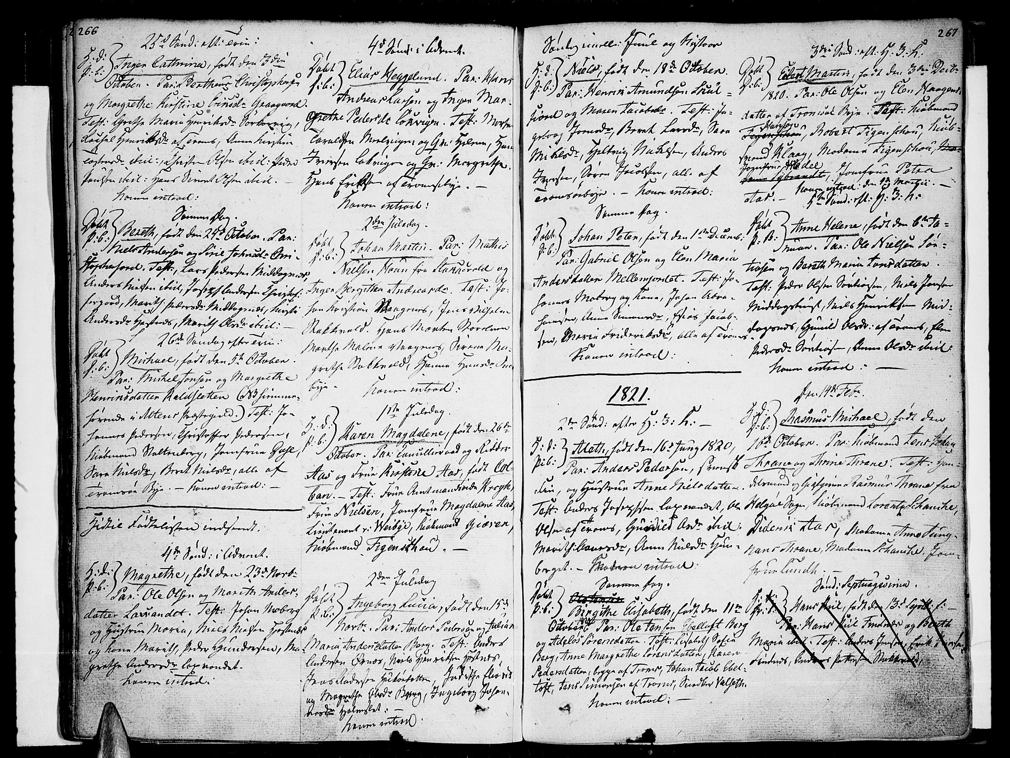 Tromsø sokneprestkontor/stiftsprosti/domprosti, SATØ/S-1343/G/Ga/L0006kirke: Parish register (official) no. 6, 1806-1821, p. 266-267