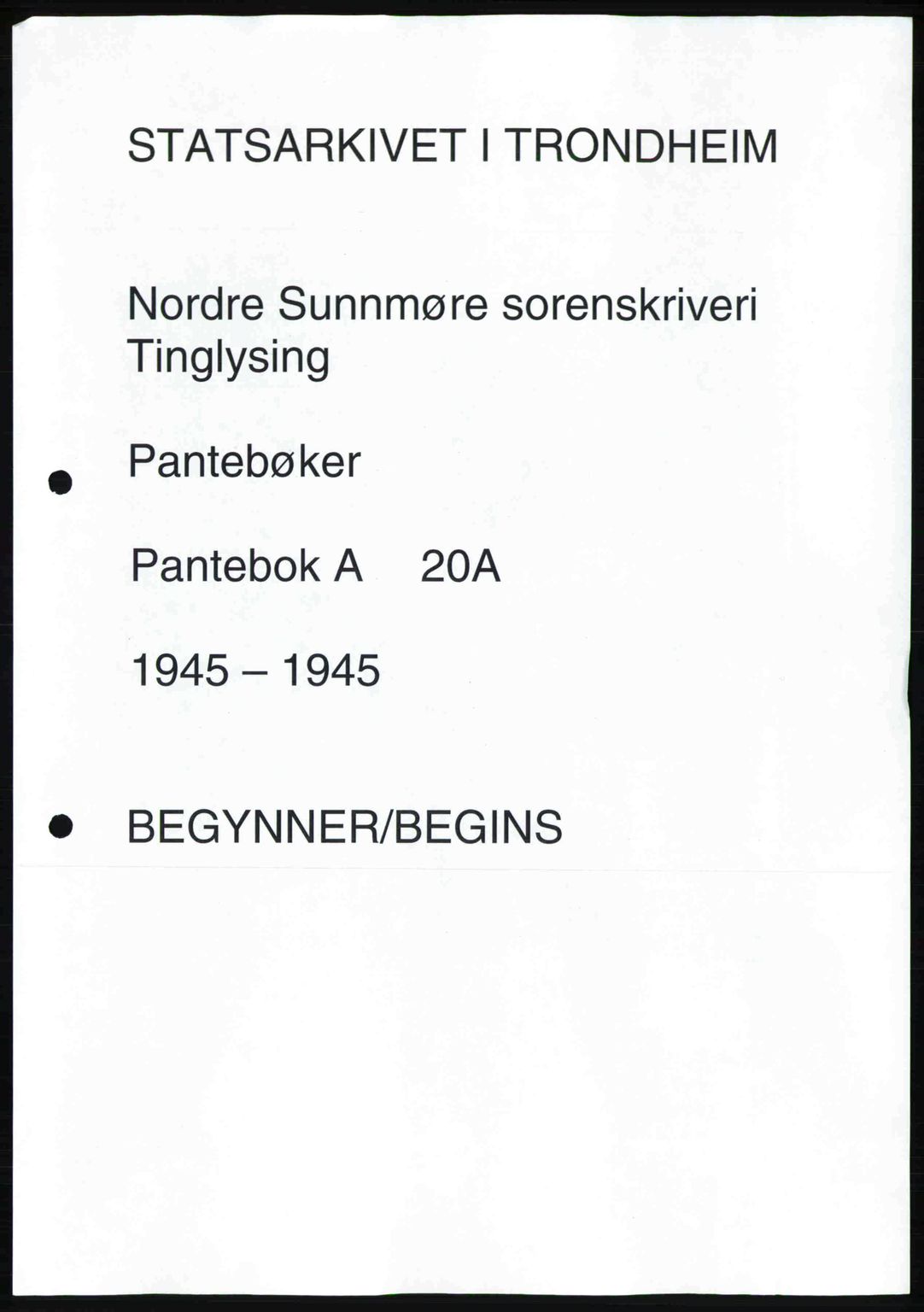 Nordre Sunnmøre sorenskriveri, AV/SAT-A-0006/1/2/2C/2Ca: Mortgage book no. A20a, 1945-1945