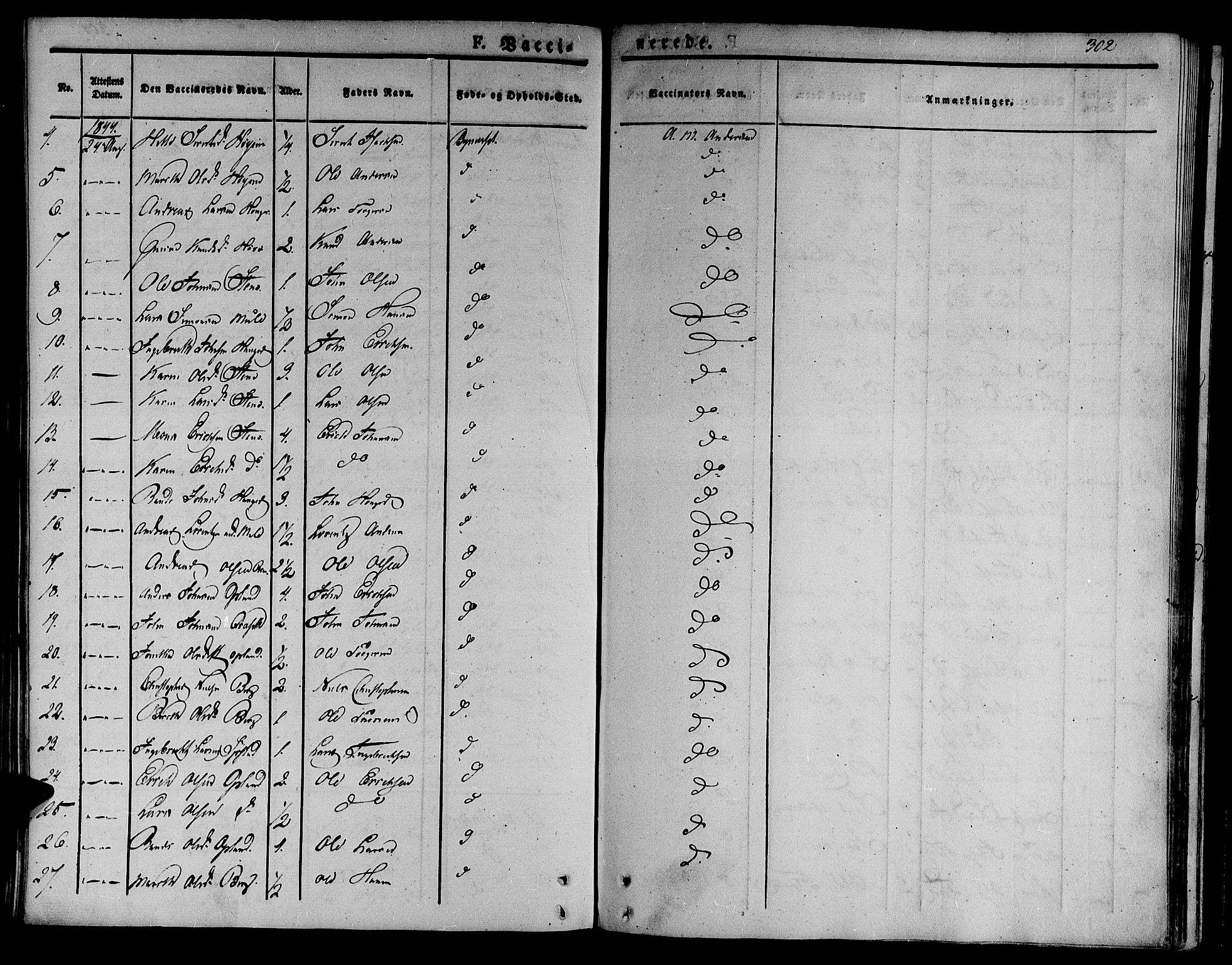 Ministerialprotokoller, klokkerbøker og fødselsregistre - Sør-Trøndelag, AV/SAT-A-1456/612/L0374: Parish register (official) no. 612A07 /1, 1829-1845, p. 302