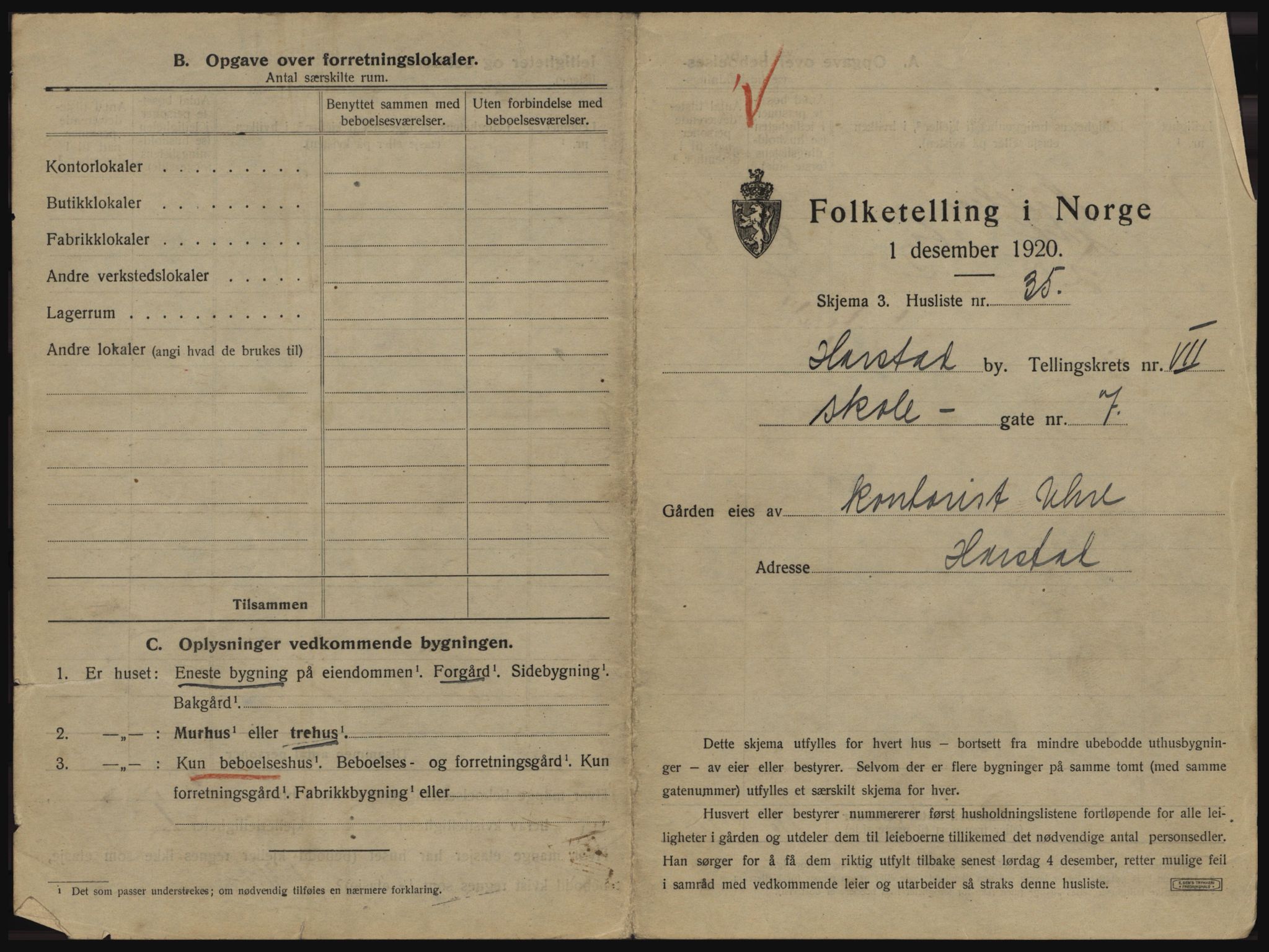 SATØ, 1920 census for Harstad, 1920, p. 761