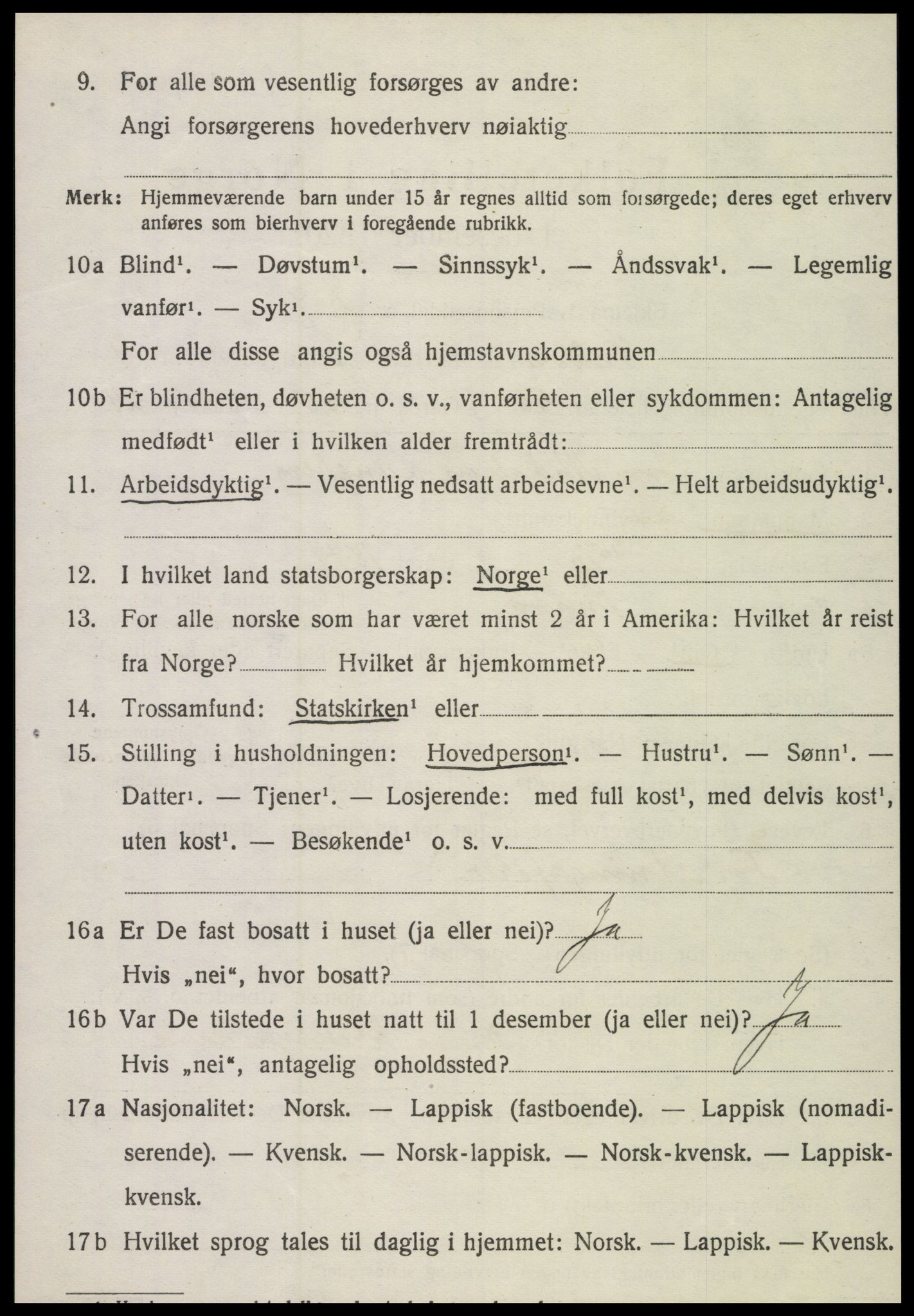 SAT, 1920 census for Snåsa, 1920, p. 4301
