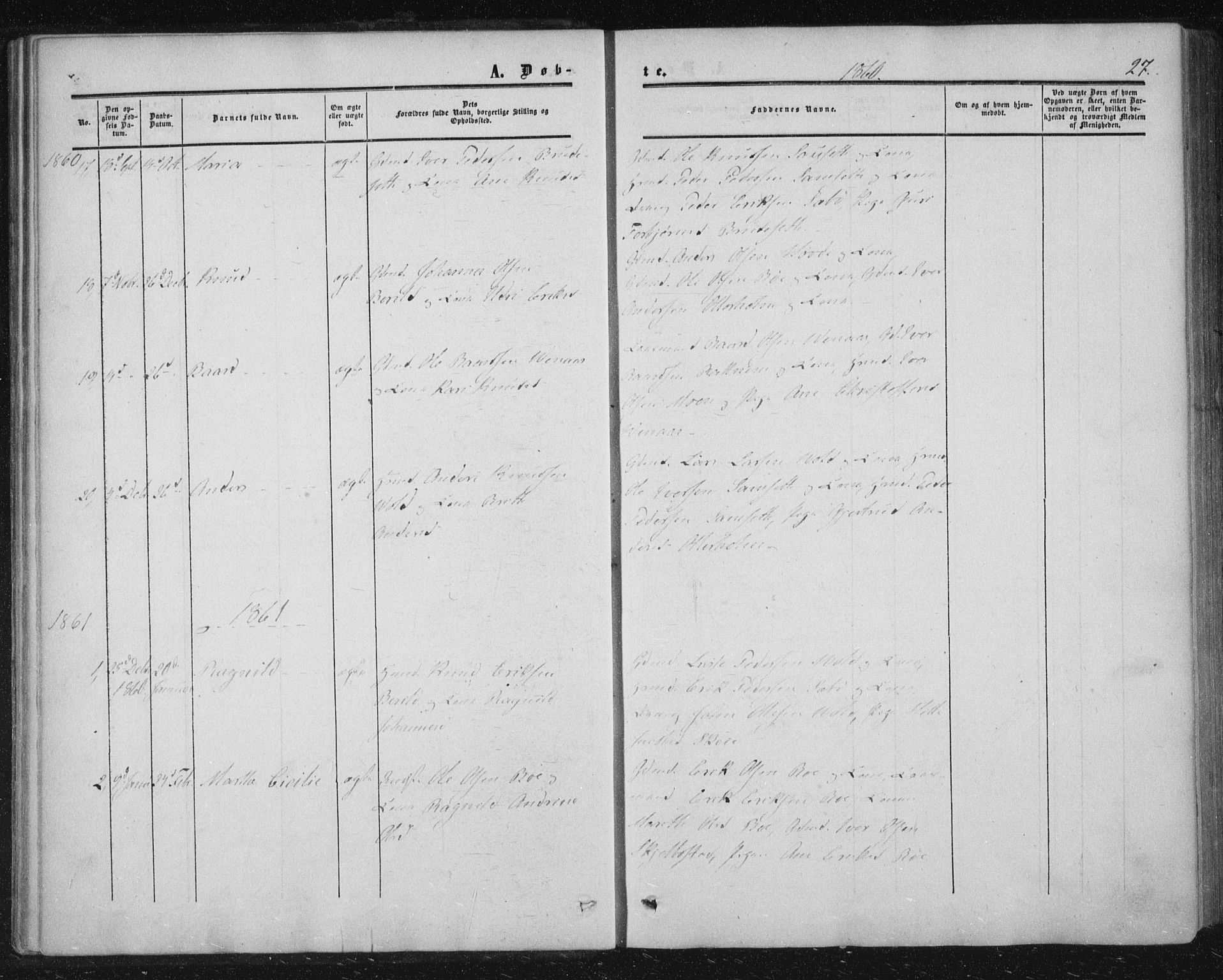 Ministerialprotokoller, klokkerbøker og fødselsregistre - Møre og Romsdal, AV/SAT-A-1454/543/L0562: Parish register (official) no. 543A02, 1854-1884, p. 27