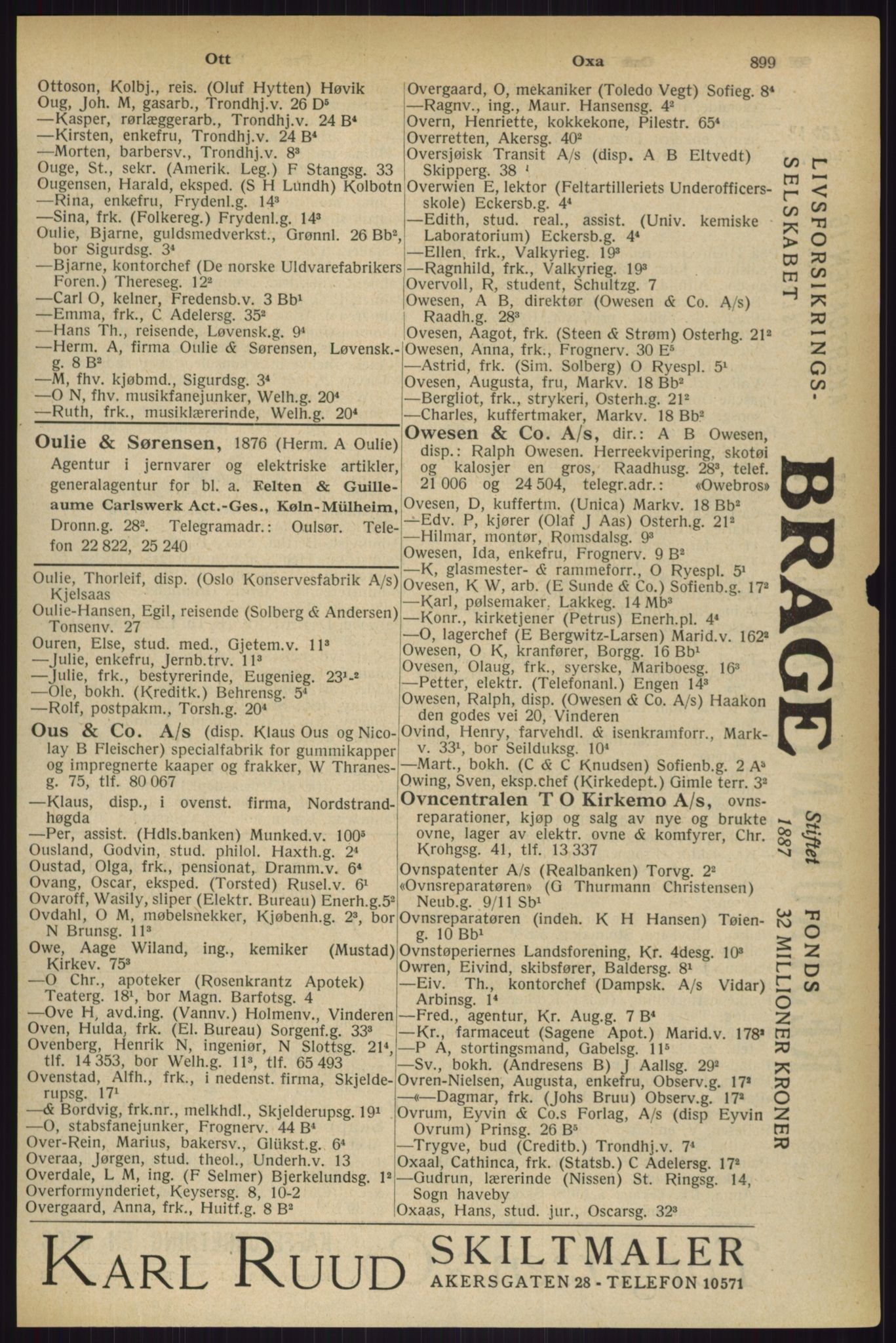 Kristiania/Oslo adressebok, PUBL/-, 1927, p. 899