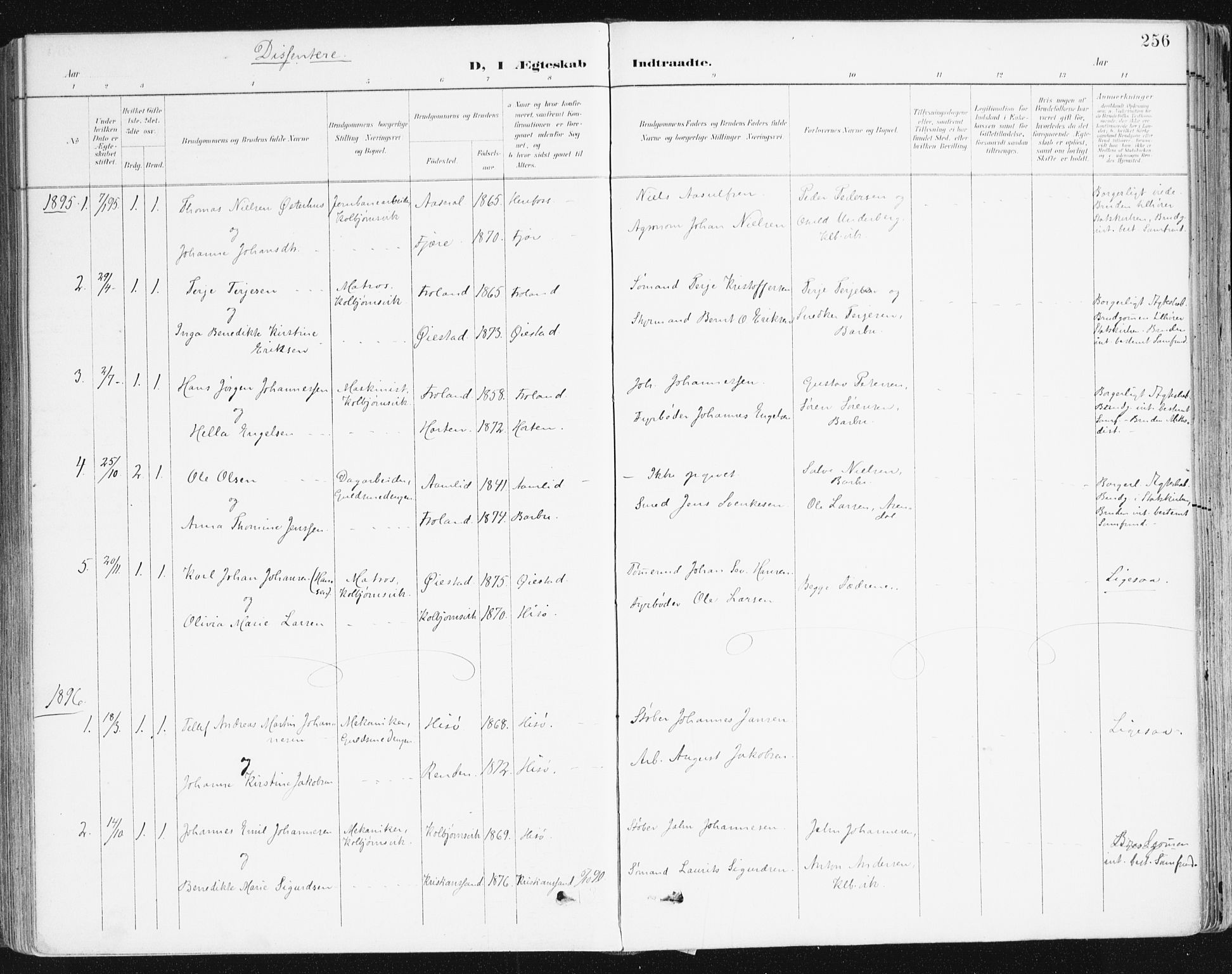 Hisøy sokneprestkontor, SAK/1111-0020/F/Fa/L0004: Parish register (official) no. A 4, 1895-1917, p. 256