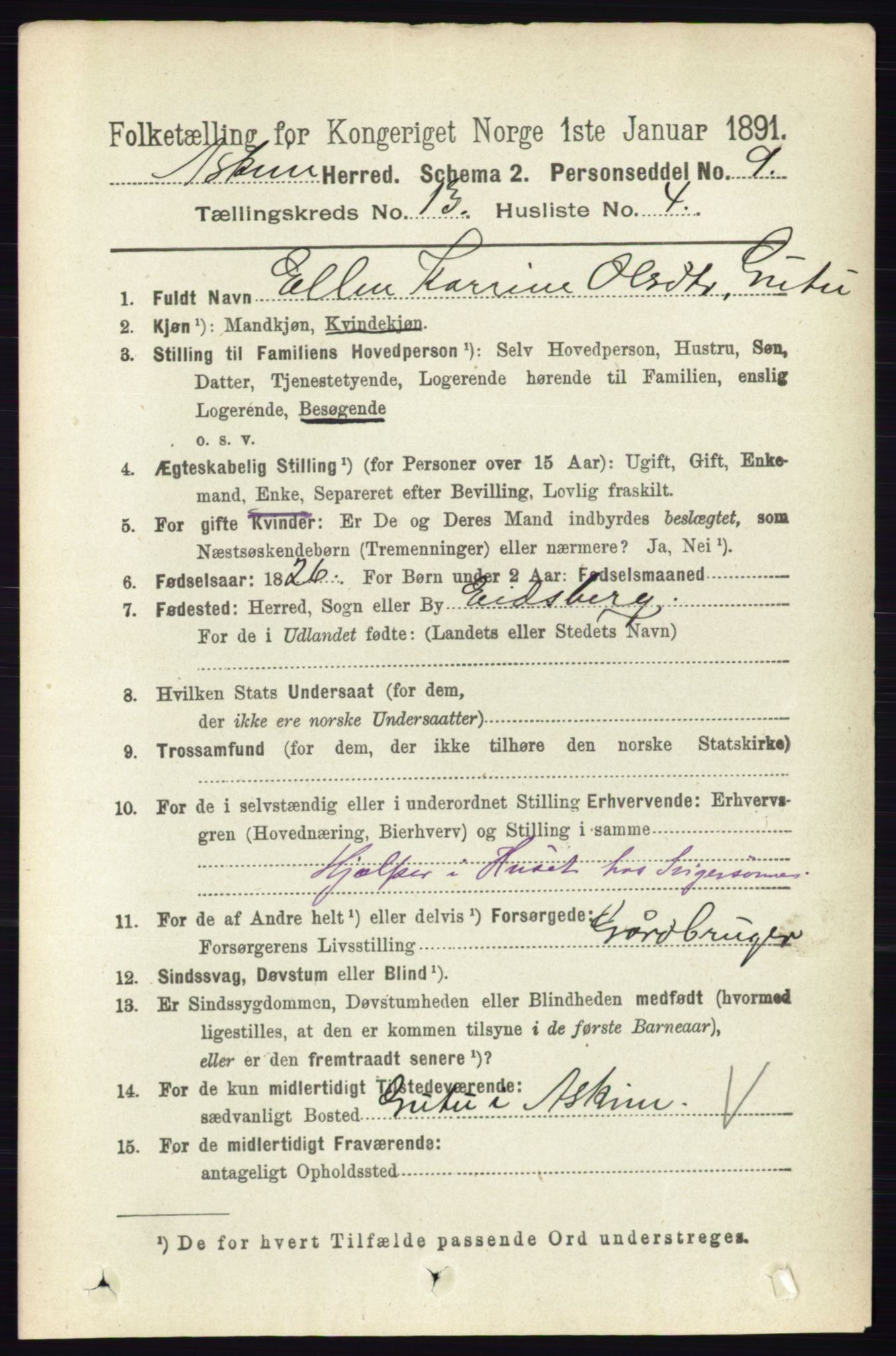 RA, 1891 census for 0124 Askim, 1891, p. 2072