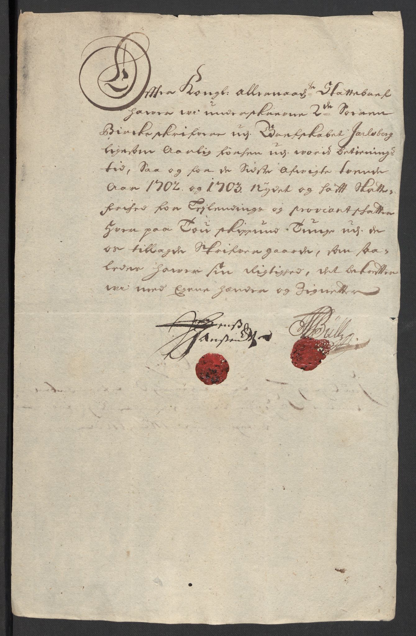 Rentekammeret inntil 1814, Reviderte regnskaper, Fogderegnskap, AV/RA-EA-4092/R32/L1871: Fogderegnskap Jarlsberg grevskap, 1703-1705, p. 198