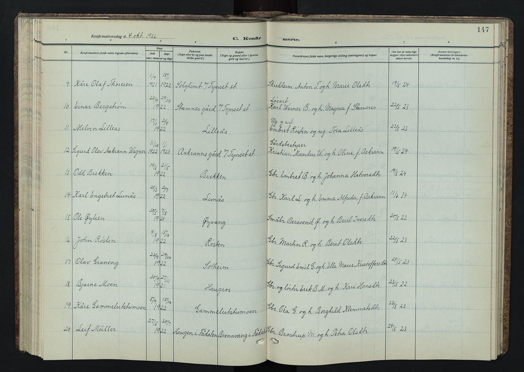 Tynset prestekontor, AV/SAH-PREST-058/H/Ha/Hab/L0012: Parish register (copy) no. 12, 1930-1944, p. 147