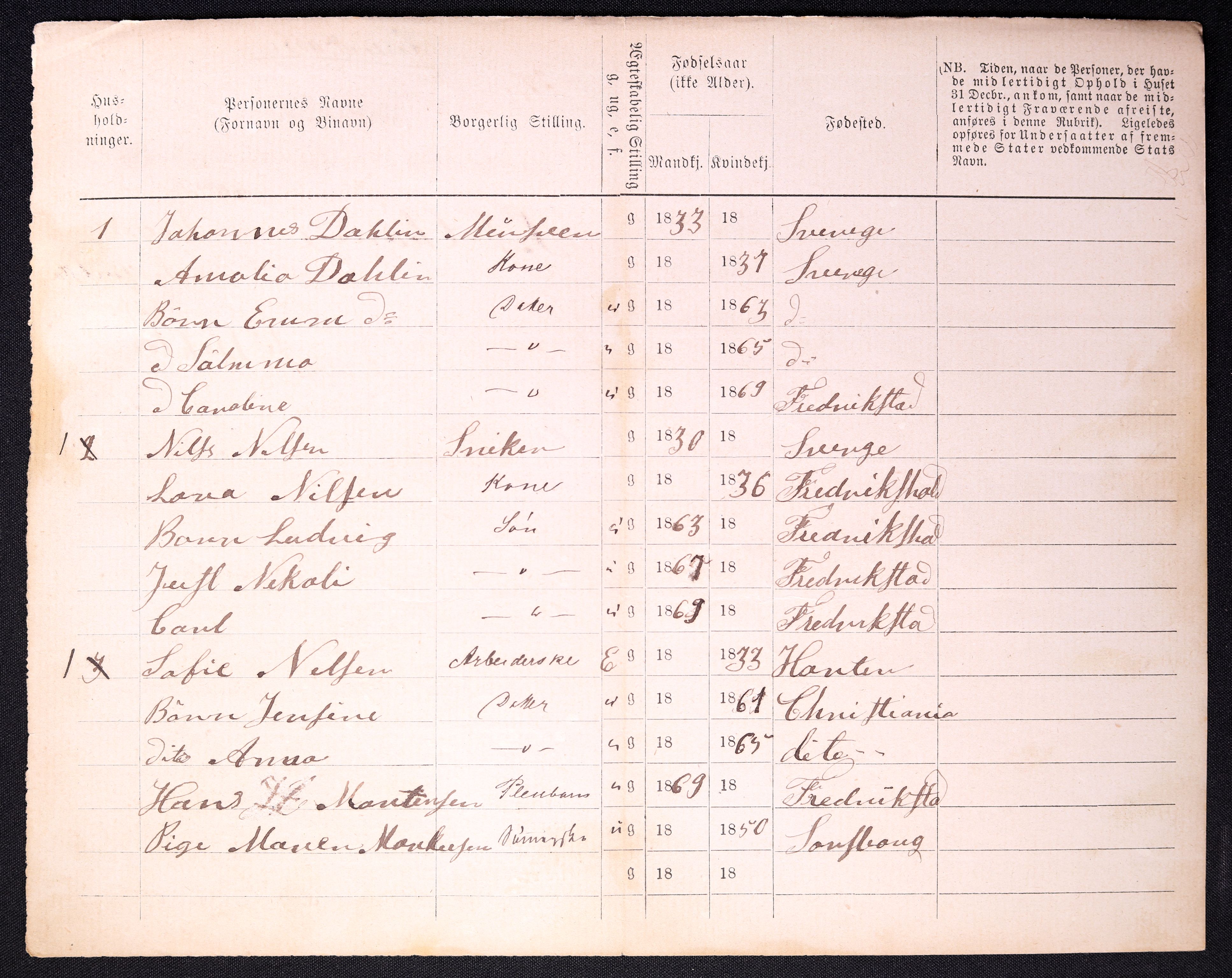 RA, 1870 census for 0103 Fredrikstad, 1870, p. 1334