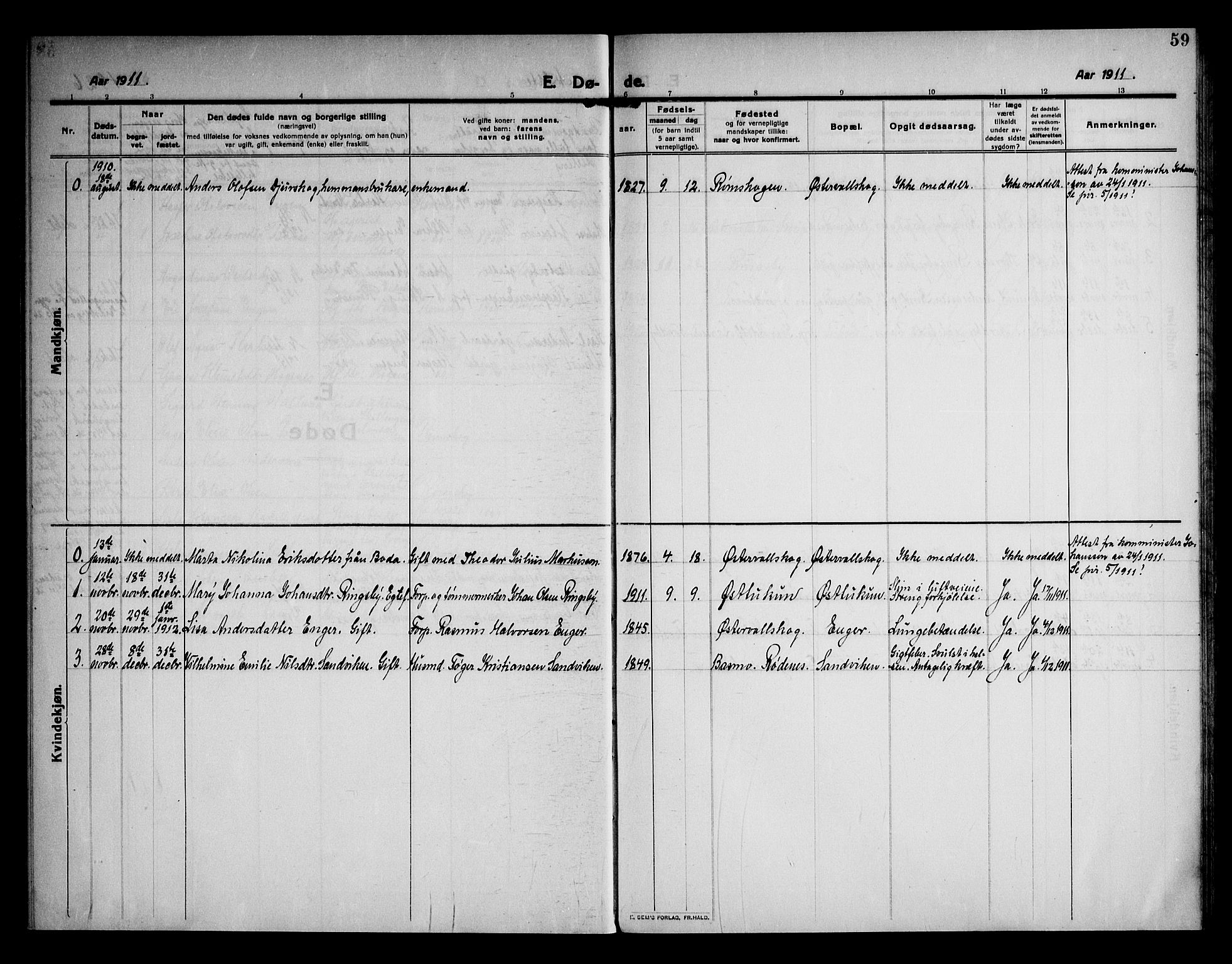 Rødenes prestekontor Kirkebøker, SAO/A-2005/F/Fb/L0004: Parish register (official) no. II 4, 1911-1926, p. 59