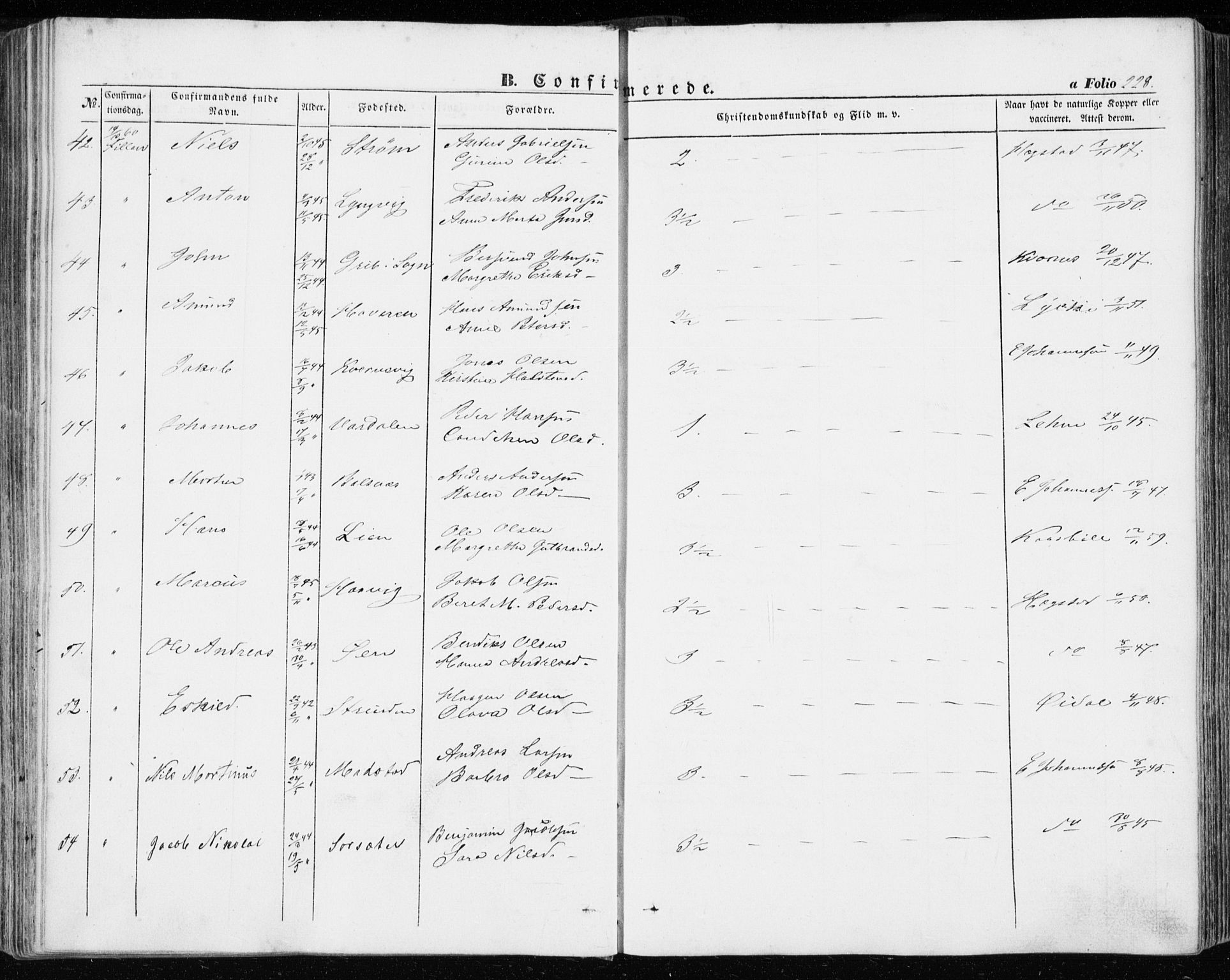 Ministerialprotokoller, klokkerbøker og fødselsregistre - Sør-Trøndelag, SAT/A-1456/634/L0530: Parish register (official) no. 634A06, 1852-1860, p. 228