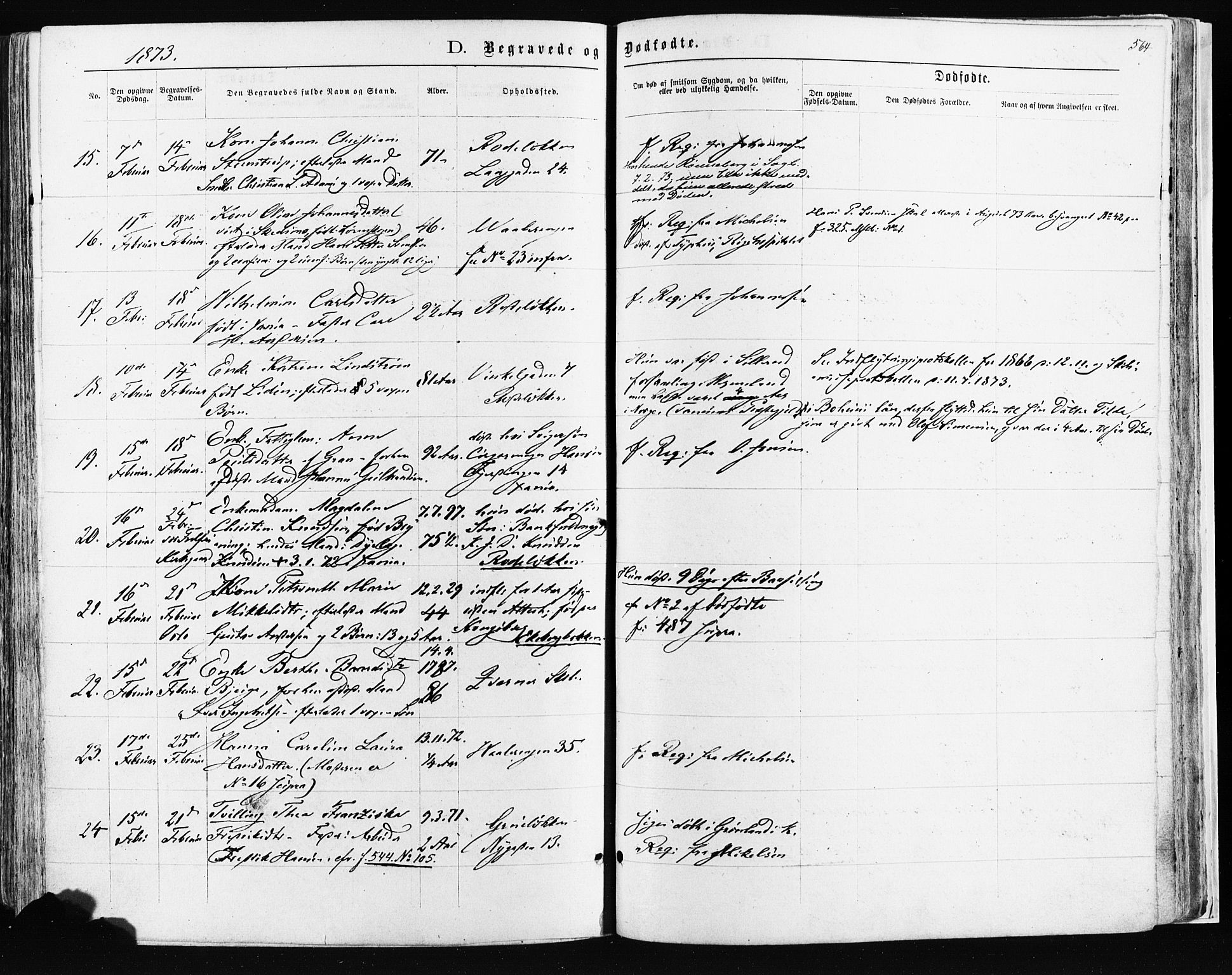 Østre Aker prestekontor Kirkebøker, AV/SAO-A-10840/F/Fa/L0003: Parish register (official) no. I 3, 1869-1875, p. 564