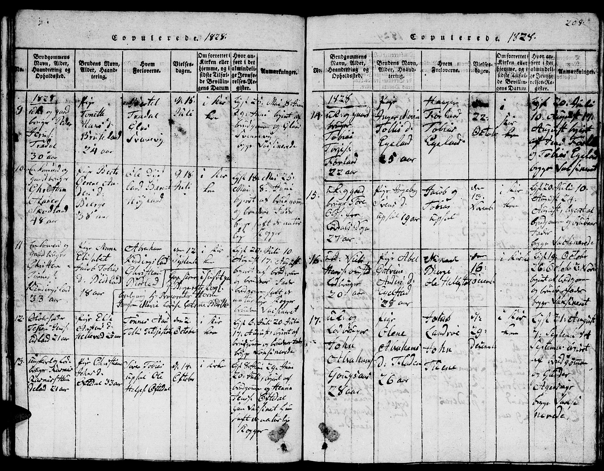 Lyngdal sokneprestkontor, AV/SAK-1111-0029/F/Fb/Fbc/L0001: Parish register (copy) no. B 1, 1815-1844, p. 208