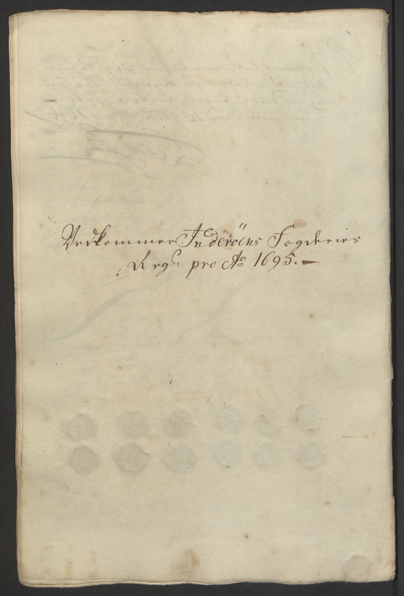 Rentekammeret inntil 1814, Reviderte regnskaper, Fogderegnskap, RA/EA-4092/R63/L4309: Fogderegnskap Inderøy, 1695-1697, p. 31