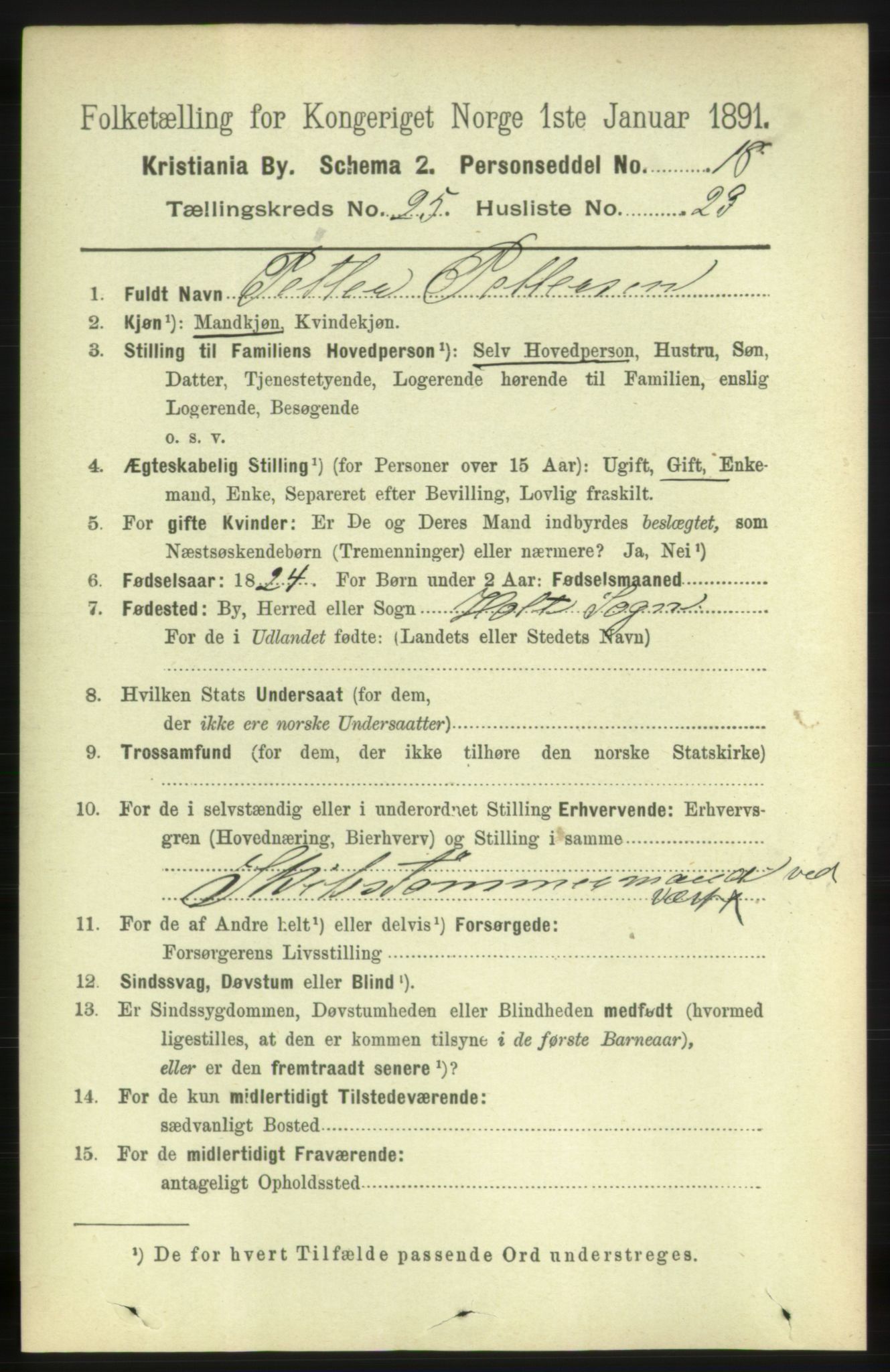 RA, 1891 census for 0301 Kristiania, 1891, p. 12606