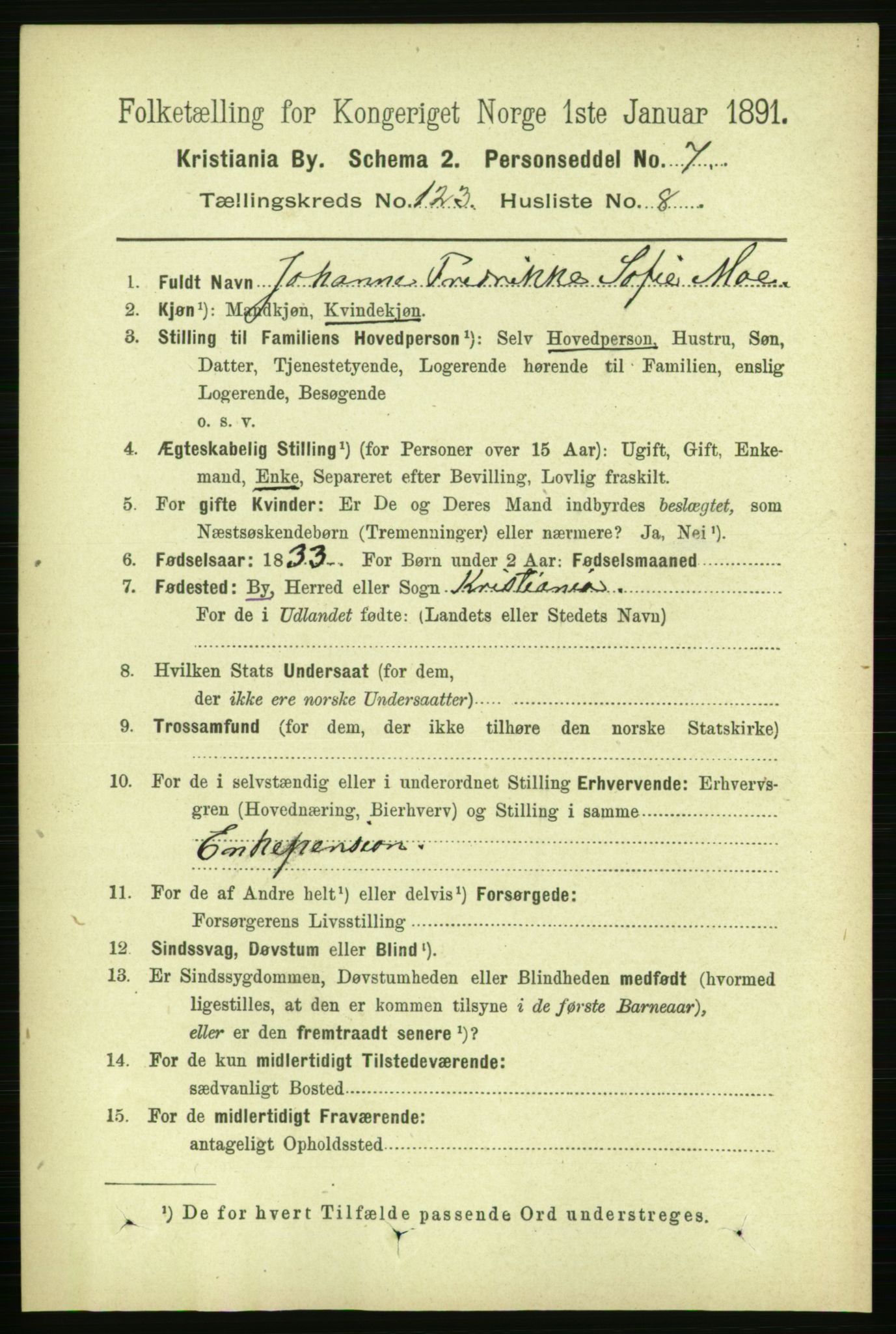 RA, 1891 census for 0301 Kristiania, 1891, p. 65193