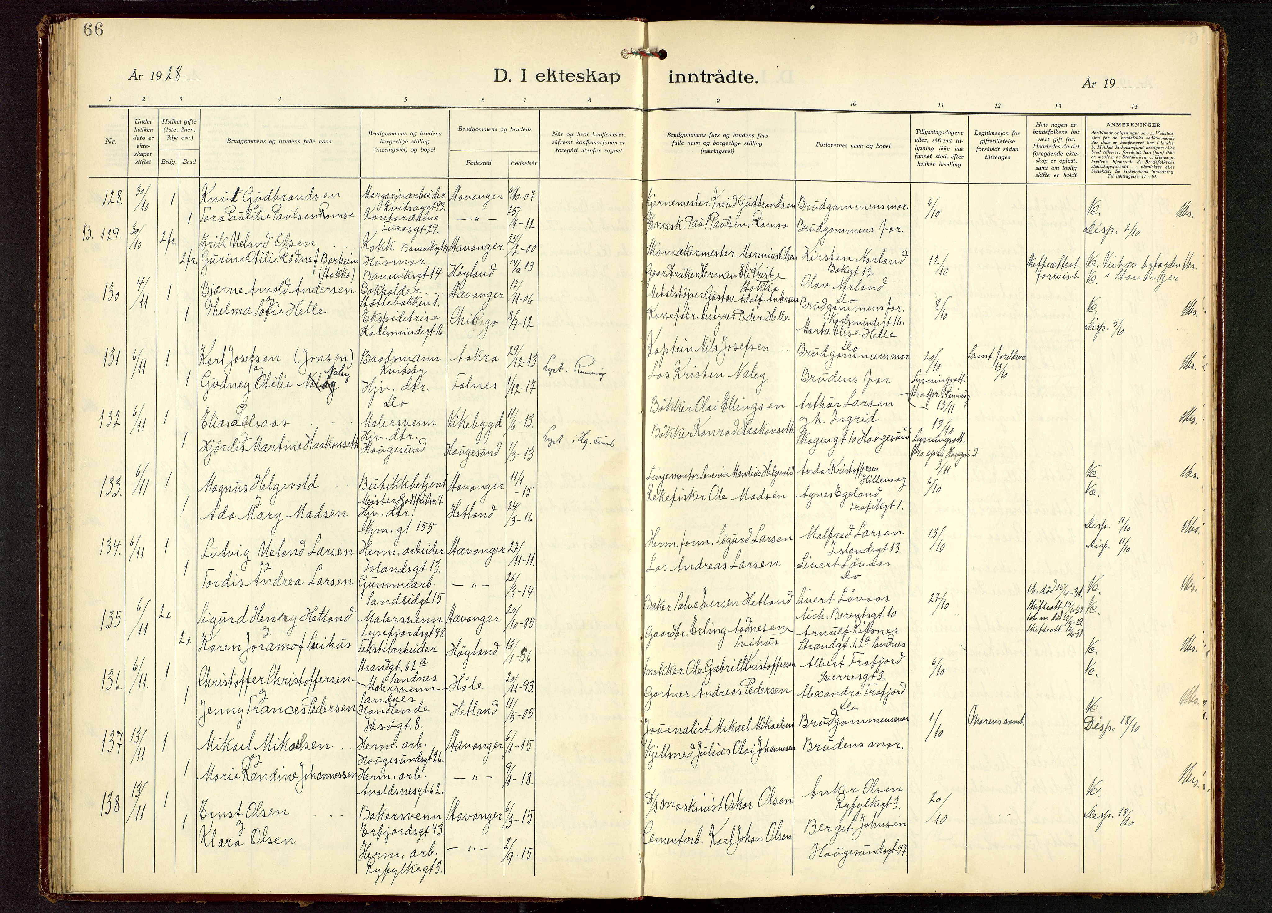 St. Johannes sokneprestkontor, AV/SAST-A-101814/001/30/30BB/L0010: Parish register (copy) no. B 10, 1933-1946, p. 66