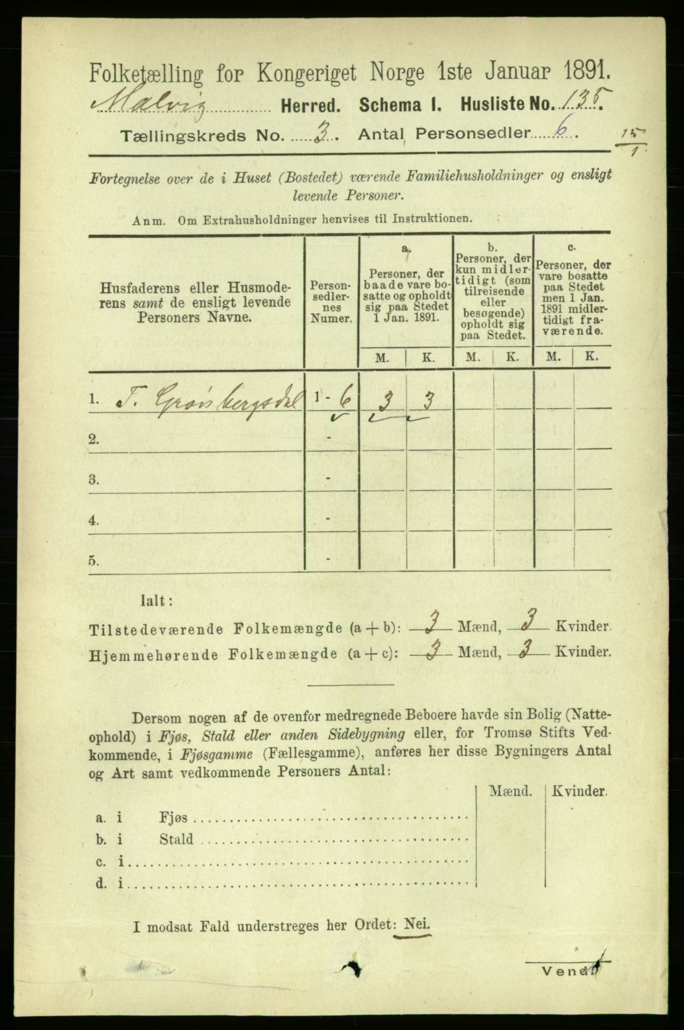 RA, 1891 census for 1663 Malvik, 1891, p. 1498