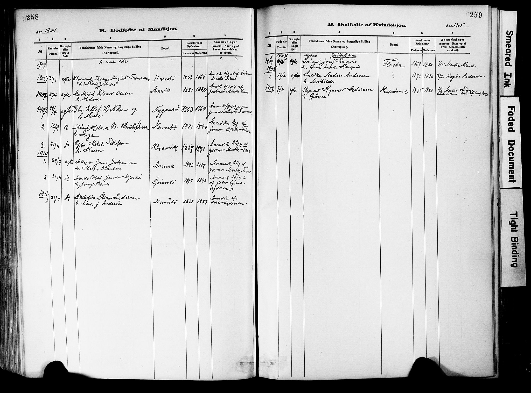 Dypvåg sokneprestkontor, AV/SAK-1111-0007/F/Fa/Fab/L0001: Parish register (official) no. A 1, 1885-1912, p. 258-259