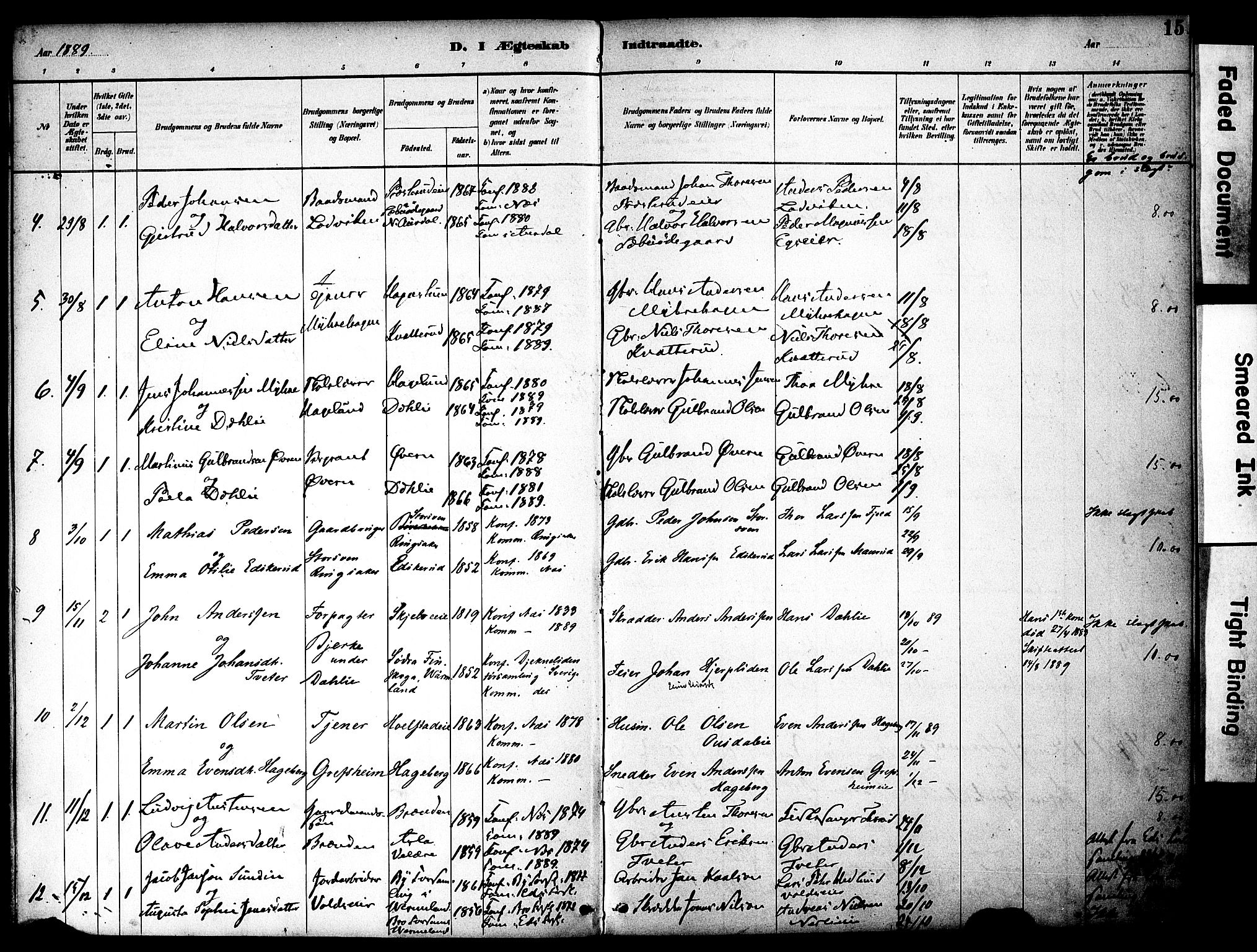 Nes prestekontor, Hedmark, SAH/PREST-020/K/Ka/L0008: Parish register (official) no. 8, 1883-1905, p. 15