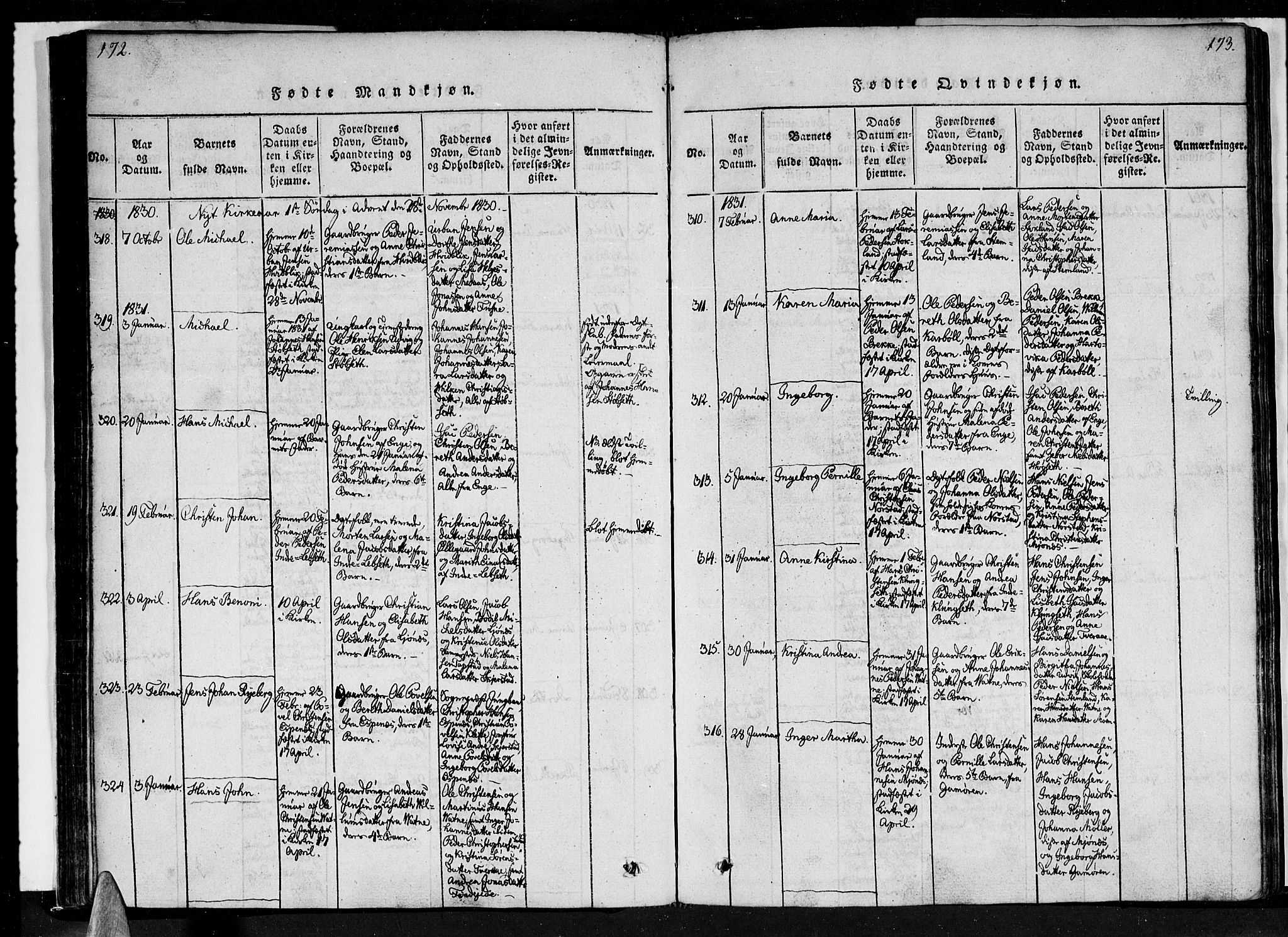 Ministerialprotokoller, klokkerbøker og fødselsregistre - Nordland, SAT/A-1459/852/L0736: Parish register (official) no. 852A06, 1820-1833, p. 172-173