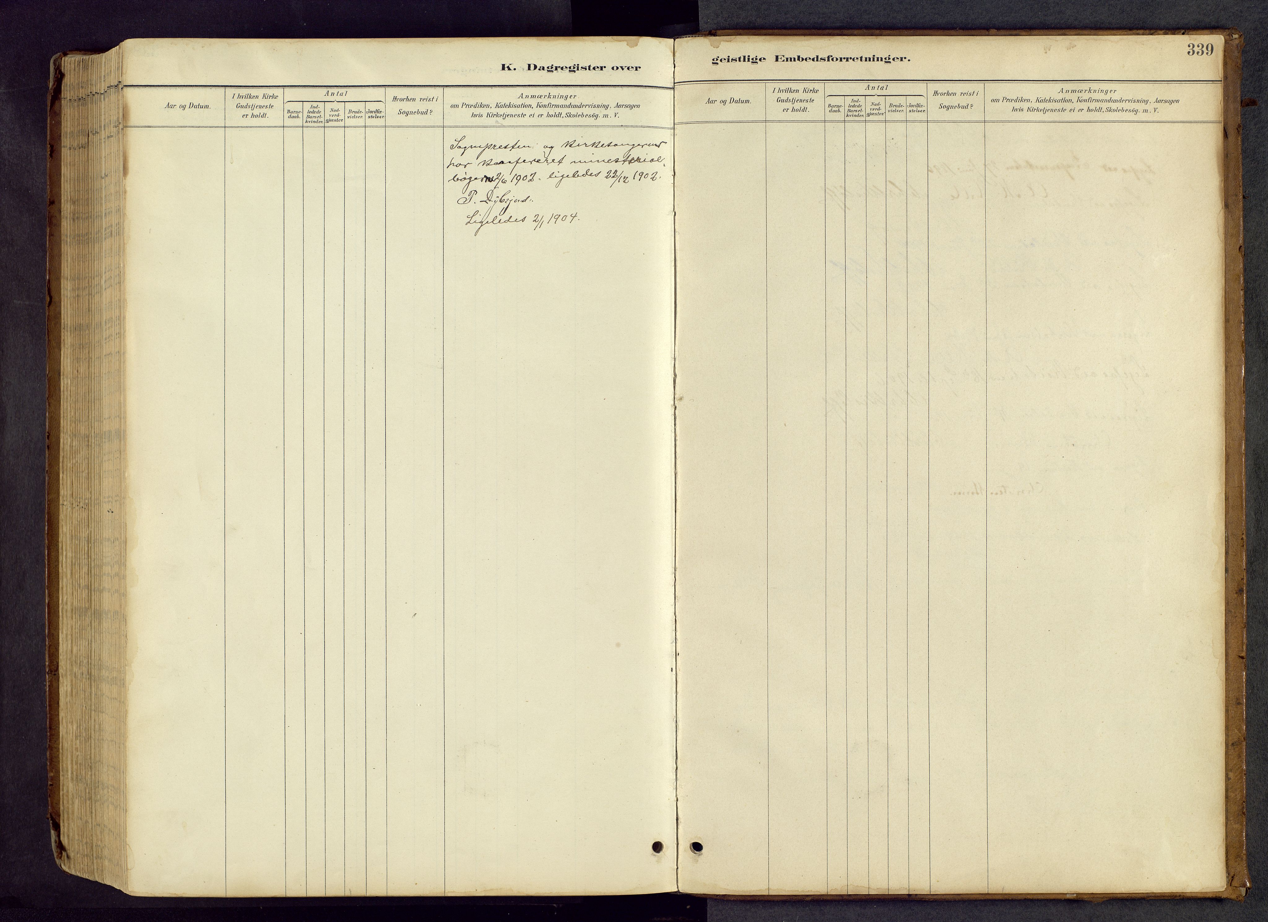 Vang prestekontor, Valdres, AV/SAH-PREST-140/H/Hb/L0005: Parish register (copy) no. 5, 1889-1945, p. 339