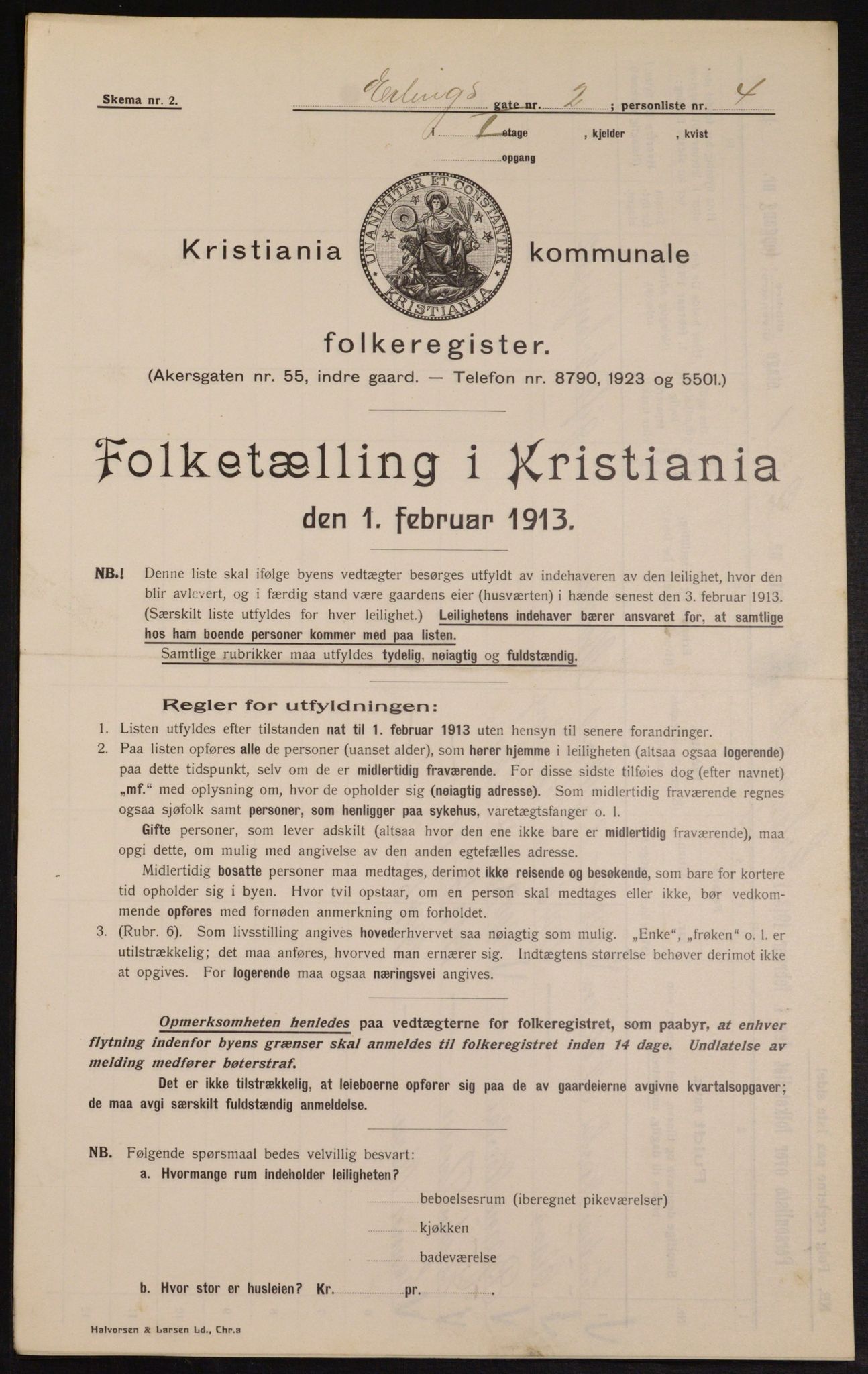 OBA, Municipal Census 1913 for Kristiania, 1913, p. 22086