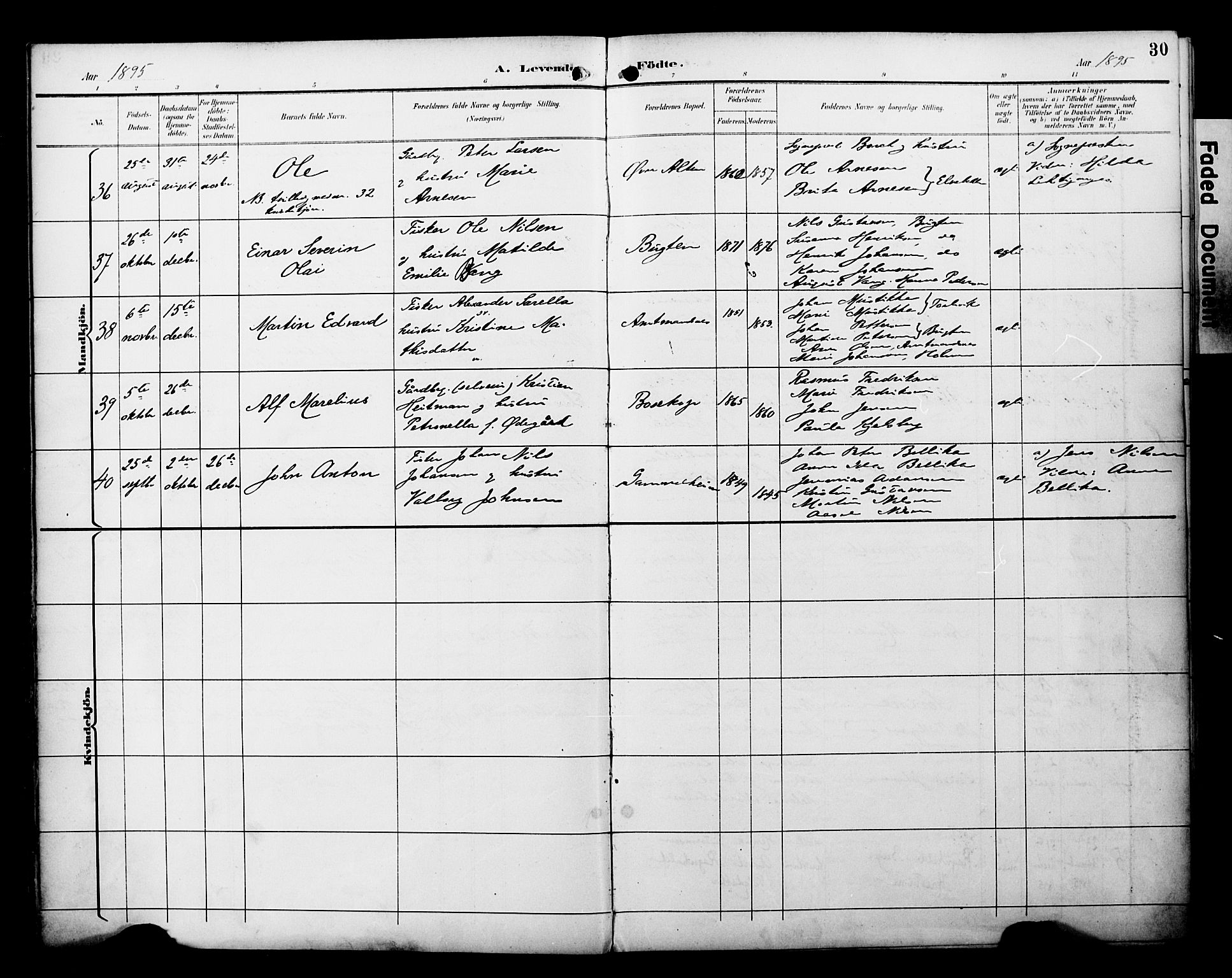 Alta sokneprestkontor, SATØ/S-1338/H/Ha/L0003.kirke: Parish register (official) no. 3, 1892-1904, p. 30