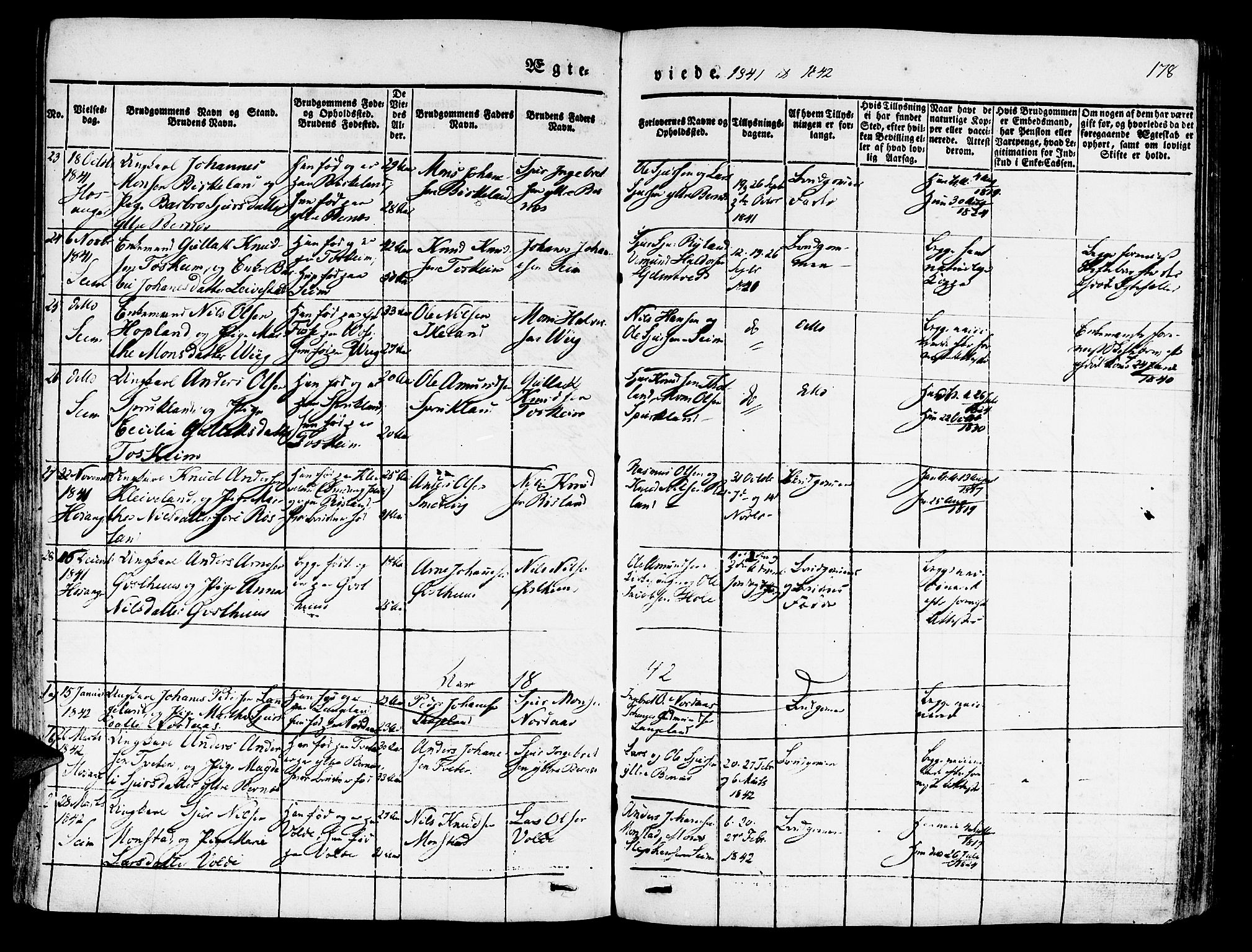 Hosanger sokneprestembete, AV/SAB-A-75801/H/Haa: Parish register (official) no. A 7, 1835-1848, p. 178