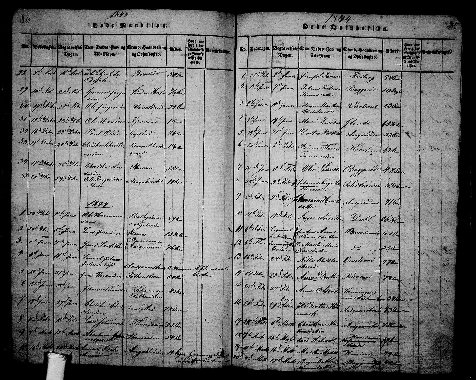 Borre kirkebøker, SAKO/A-338/G/Ga/L0001: Parish register (copy) no. I 1, 1815-1851, p. 86-87