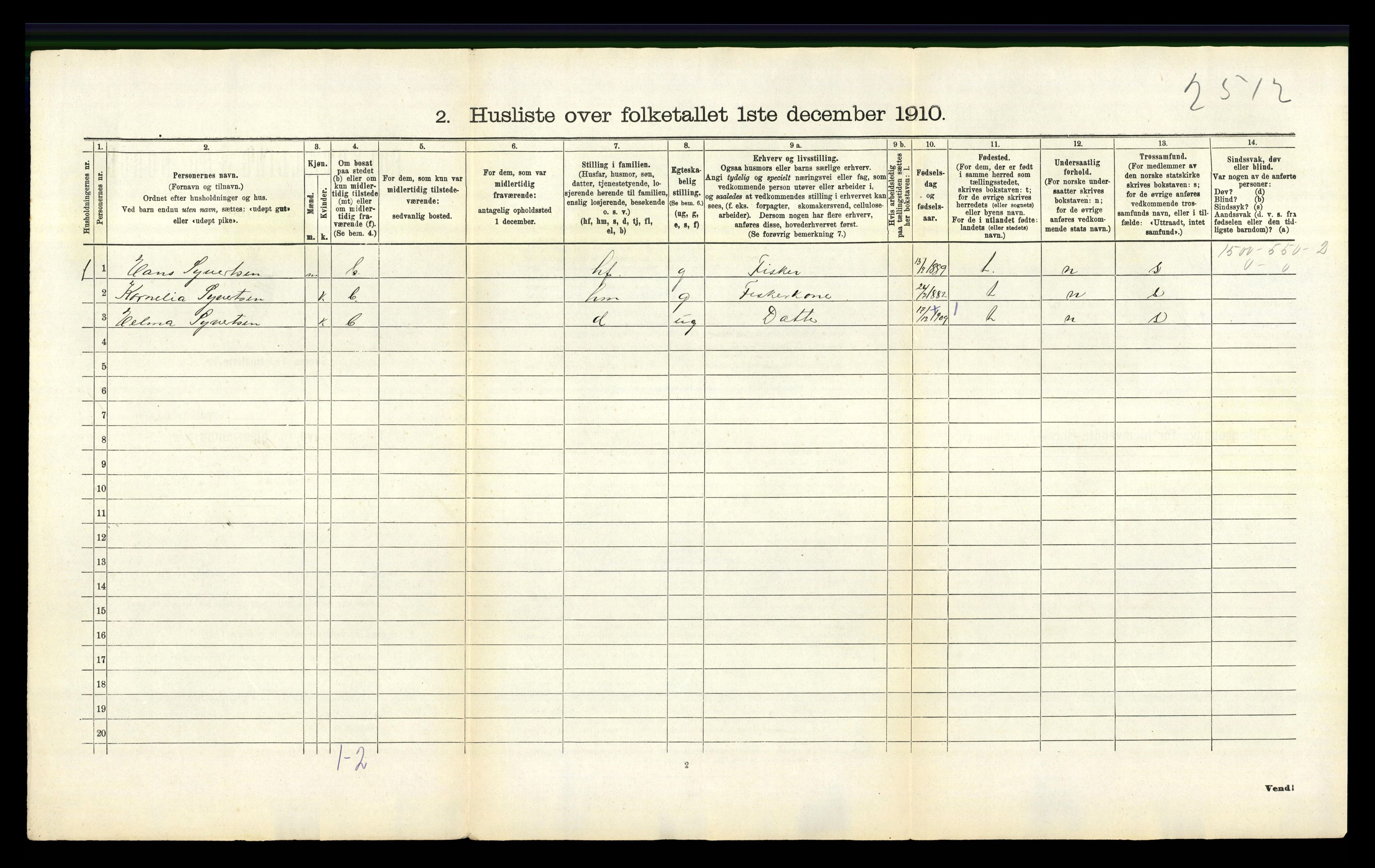 RA, 1910 census for Nes, 1910, p. 50