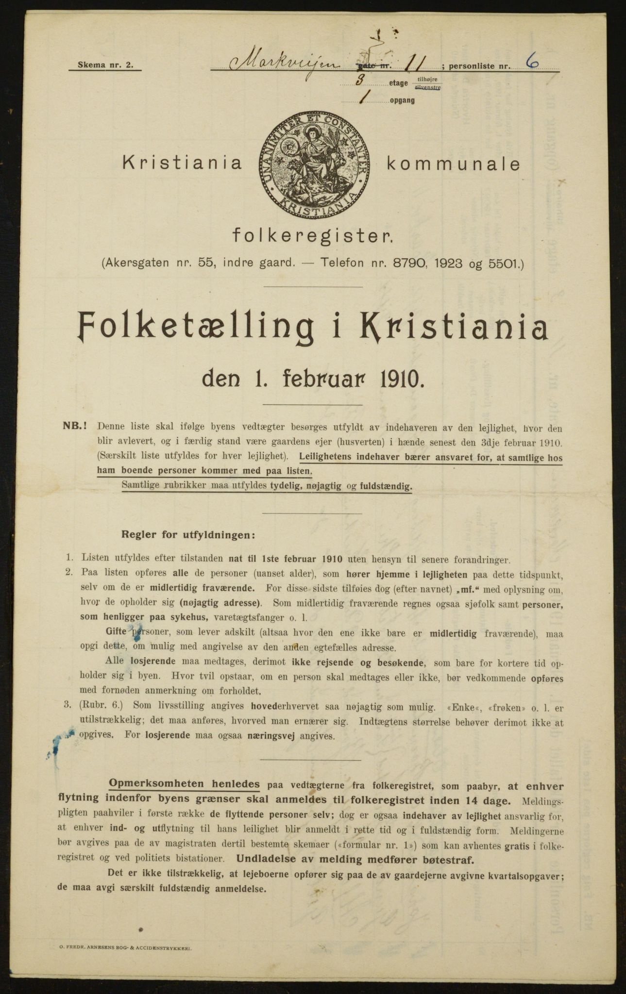 OBA, Municipal Census 1910 for Kristiania, 1910, p. 61171