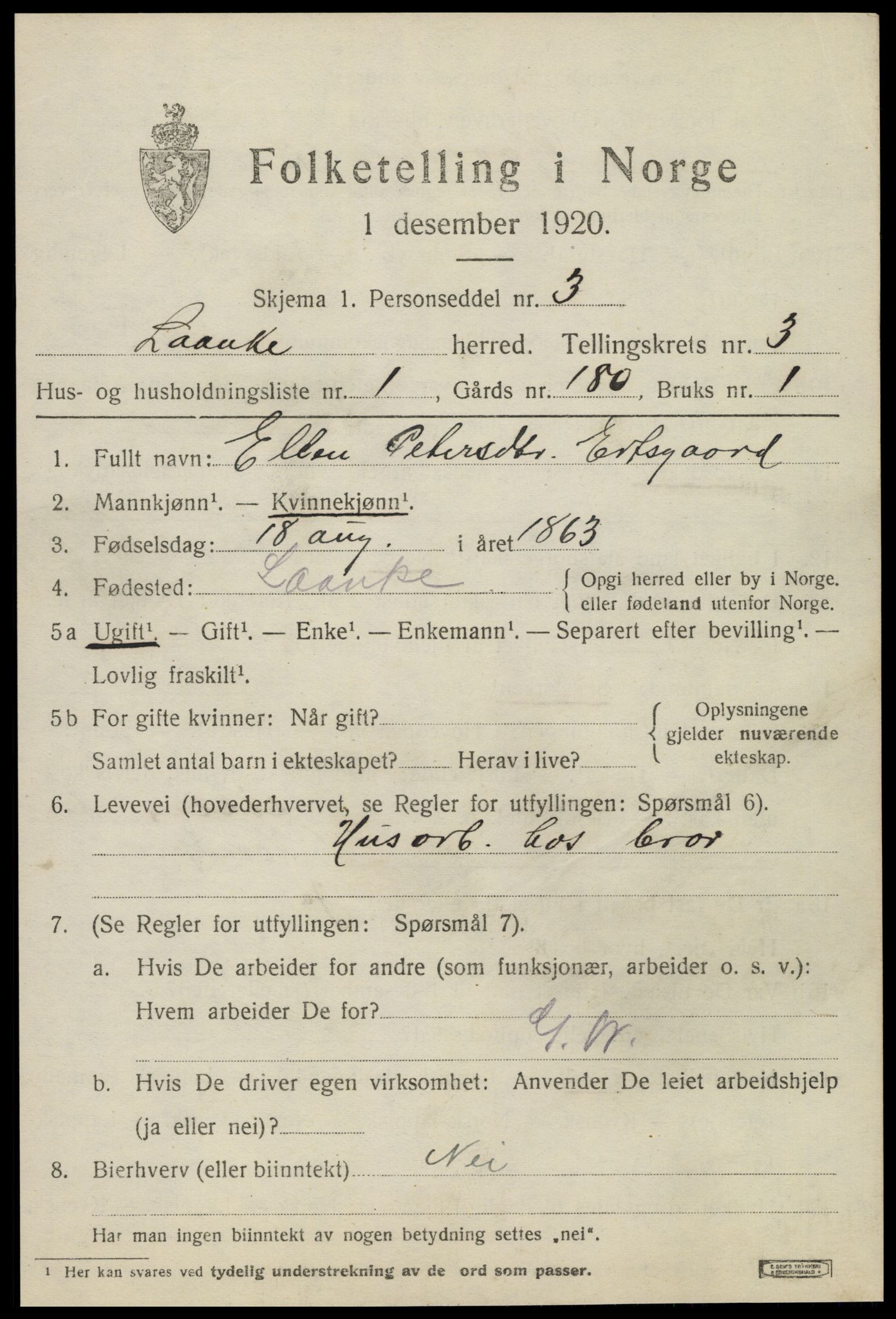 SAT, 1920 census for Lånke, 1920, p. 1772