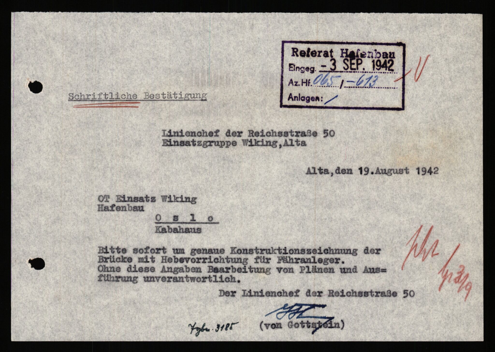 Tyske arkiver, Organisation Todt (OT), Einsatzgruppe Wiking, AV/RA-RAFA-2188/1/E/E2/E2d/L0023: Fähren und Anlegen, 1942-1944, p. 138