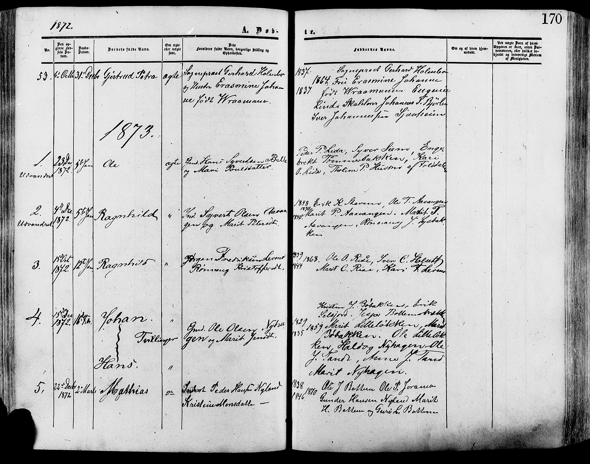 Lesja prestekontor, SAH/PREST-068/H/Ha/Haa/L0008: Parish register (official) no. 8, 1854-1880, p. 170