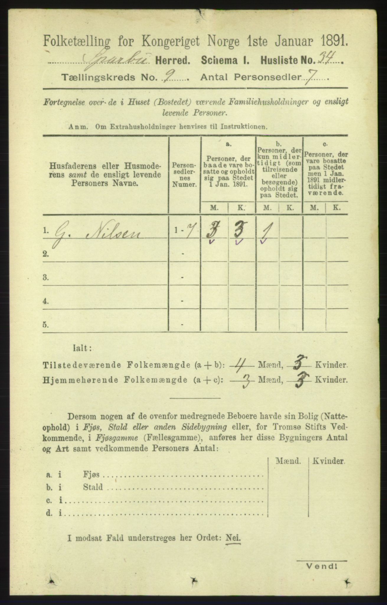 RA, 1891 census for 1731 Sparbu, 1891, p. 3046